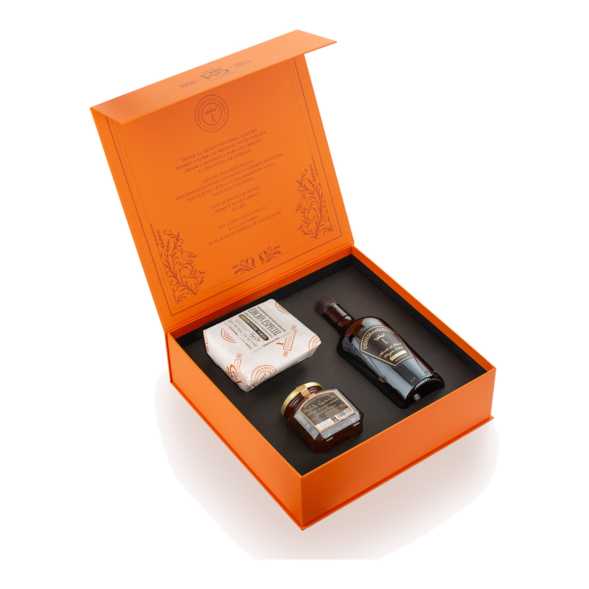 Estuche de queso, aceite y miel 125 aniversario Dehesa de Los Llanos 2