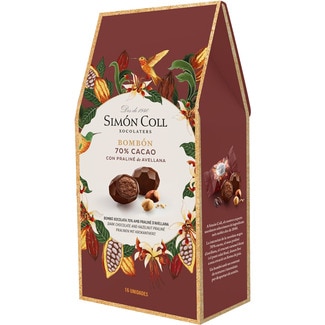 bombones 70% cacao con praliné de avellanas estuche 144 g - Simon Coll
