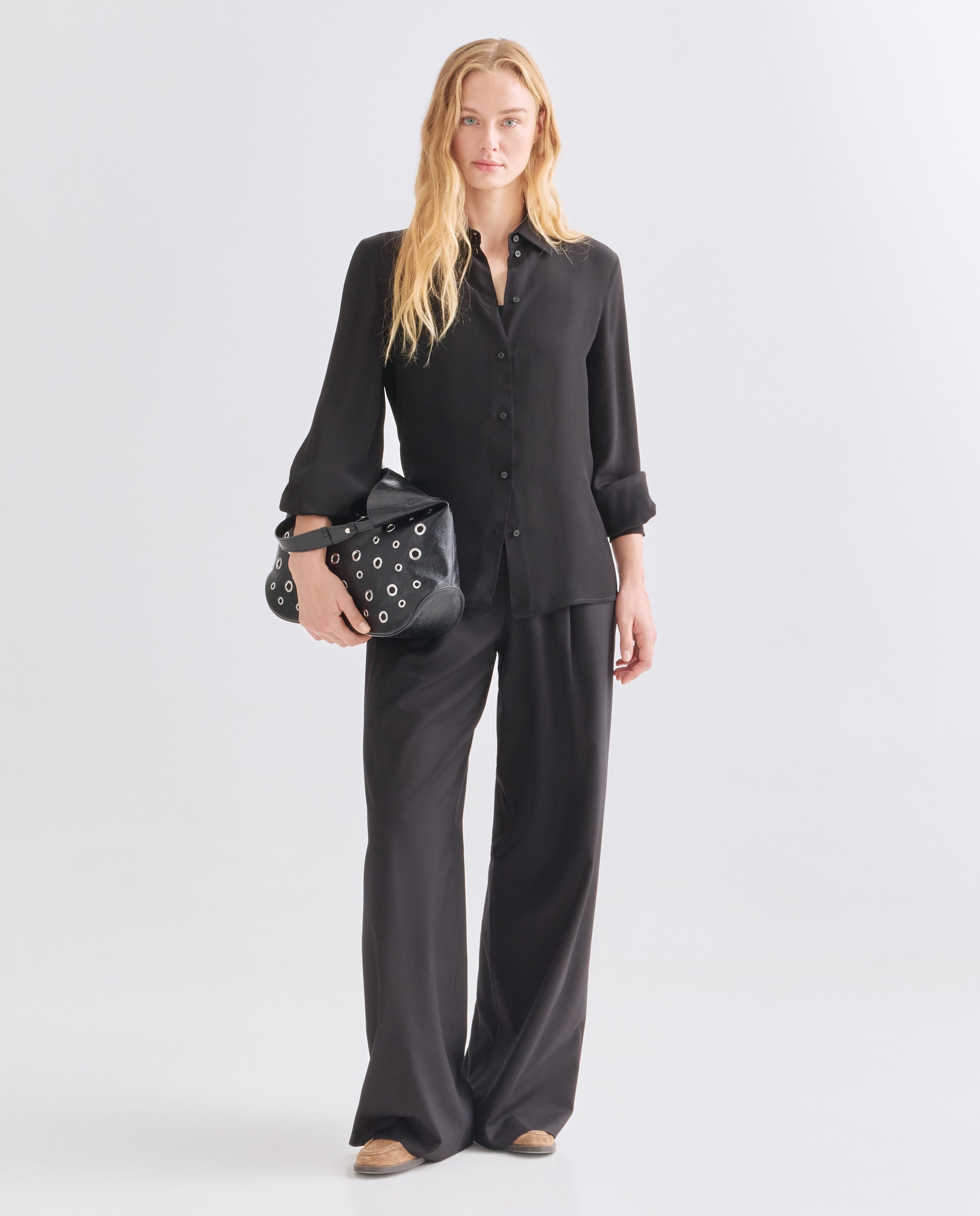 Camisa de Crepe com Top Interior Preto-2