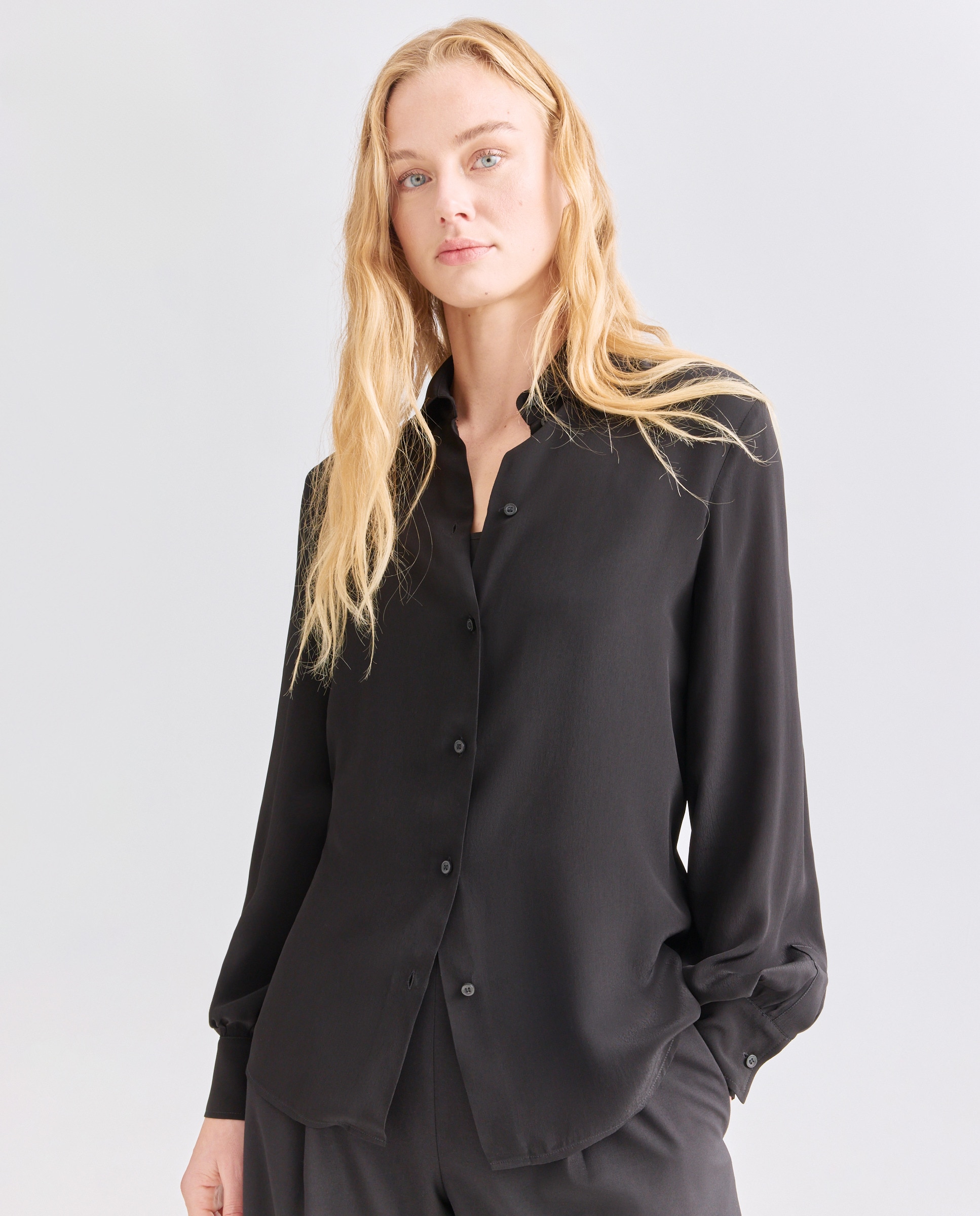 Camisa de Crepe com Top Interior Preto-1