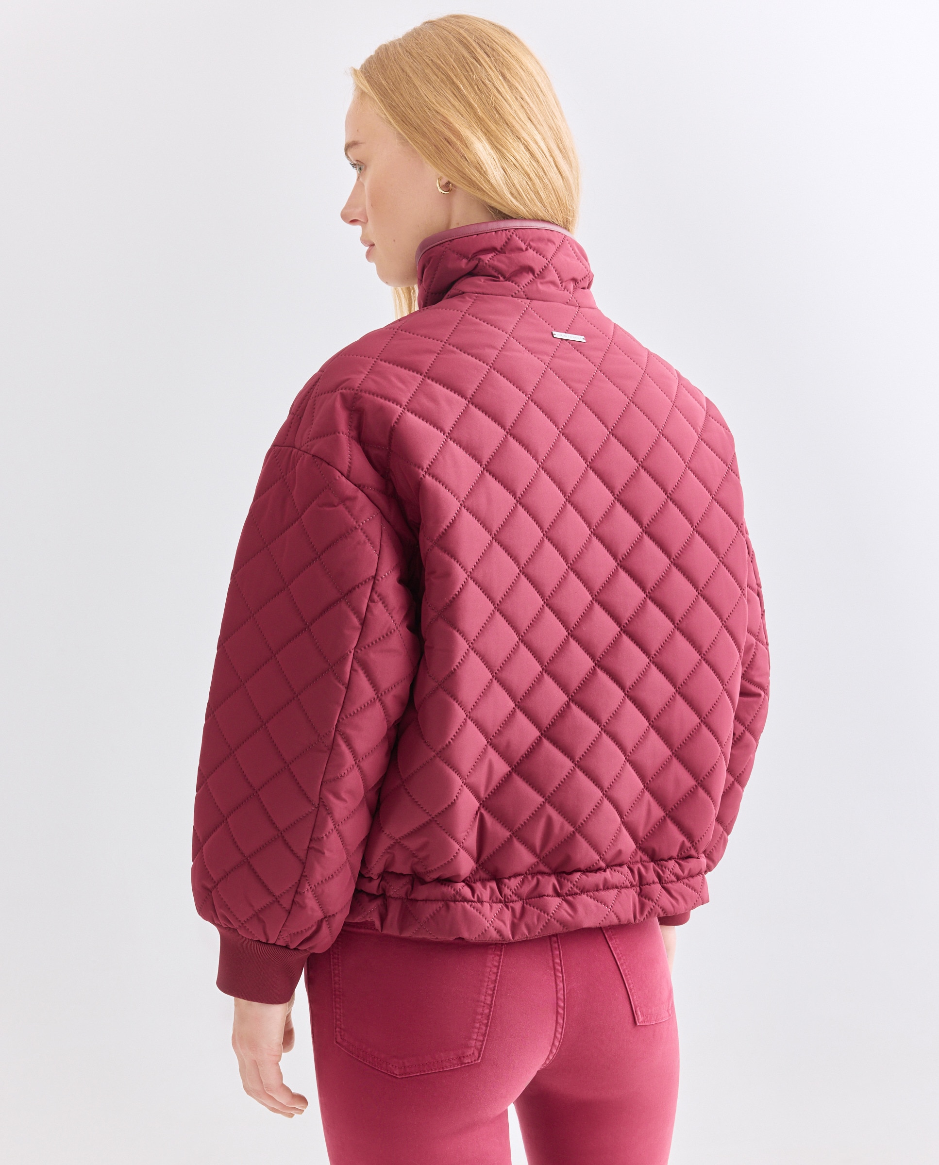 Blusão Acolchoado com Gola Alta Bordeaux-2