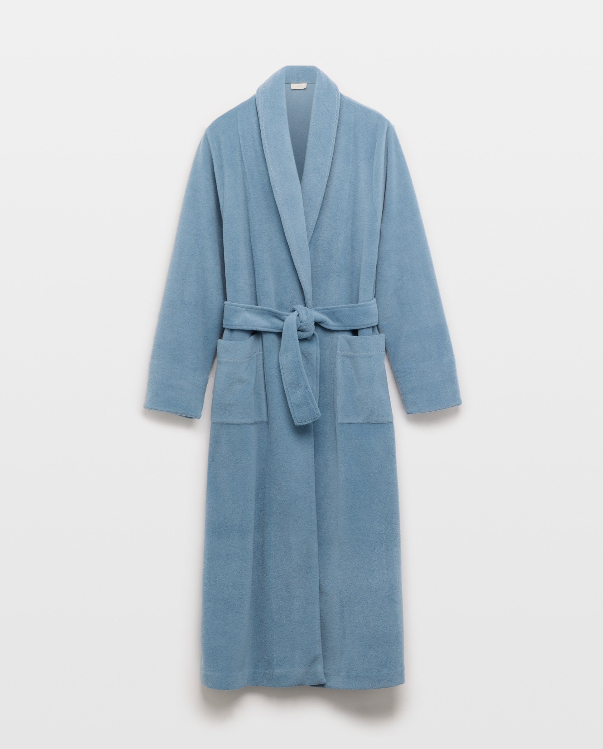 Robe de Manga Comprida com Cinto Azul-2