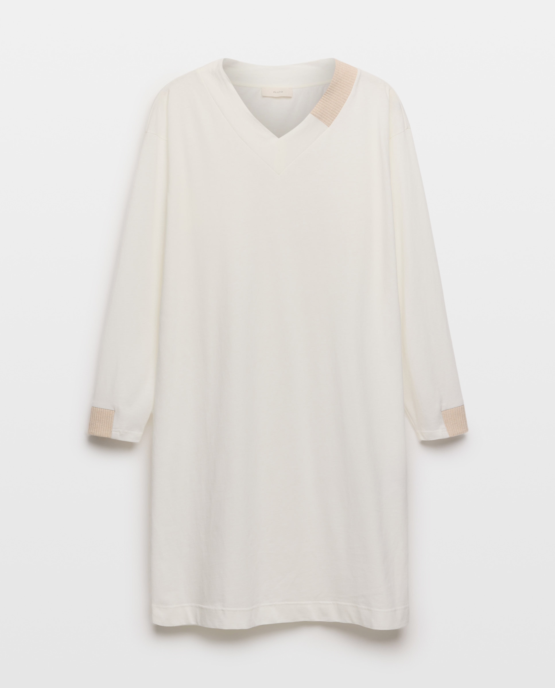 Camisa de Dormir com Manga Comprida Bege-3