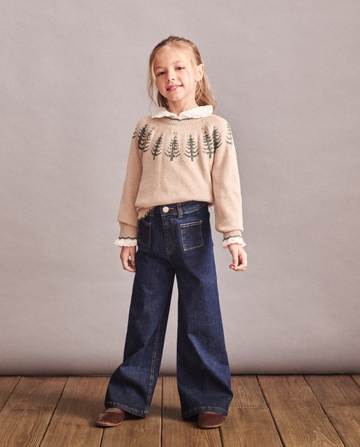 Imagen 0 de Jersey con intarsia de árboles y lentejuelas de niña