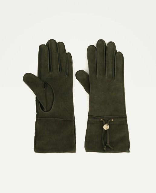 Imagen 0 de Guantes de suede con logo