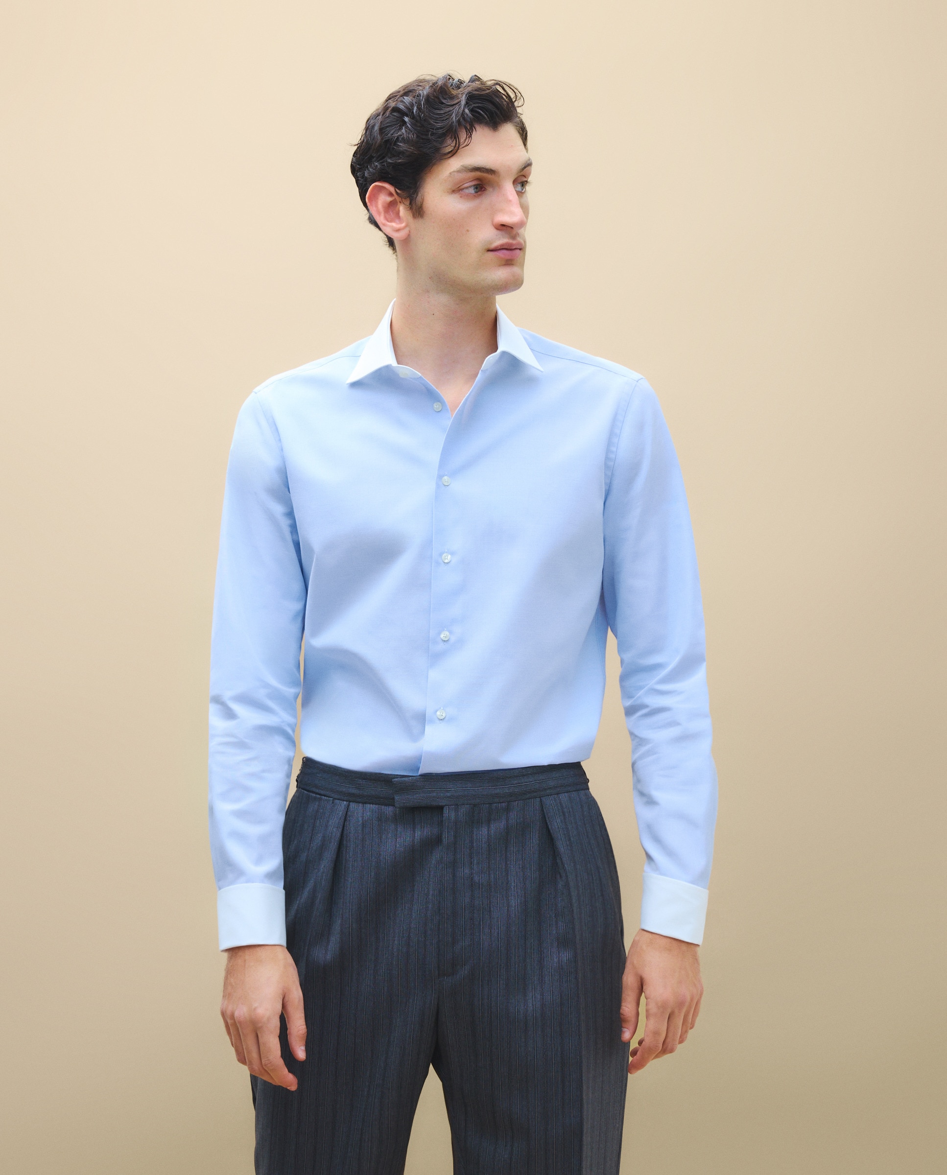 Camisa de Gola Italiana Azul-claro-1