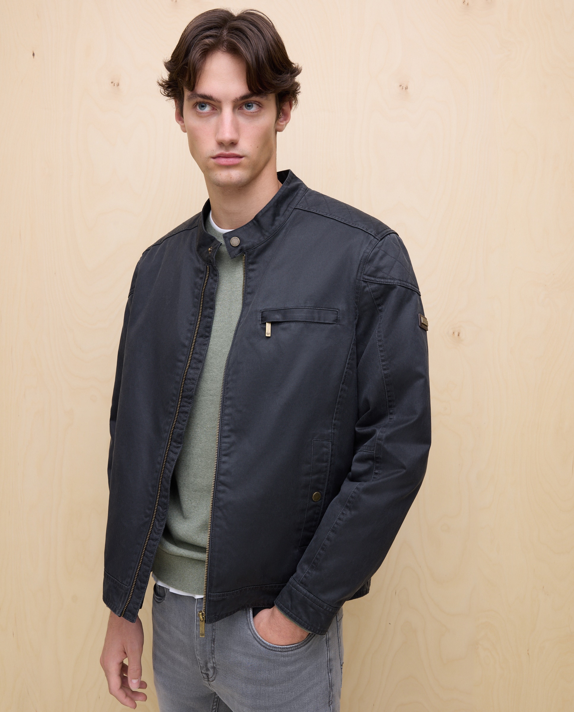 Blusão Biker Encerado 830 Antracite-3