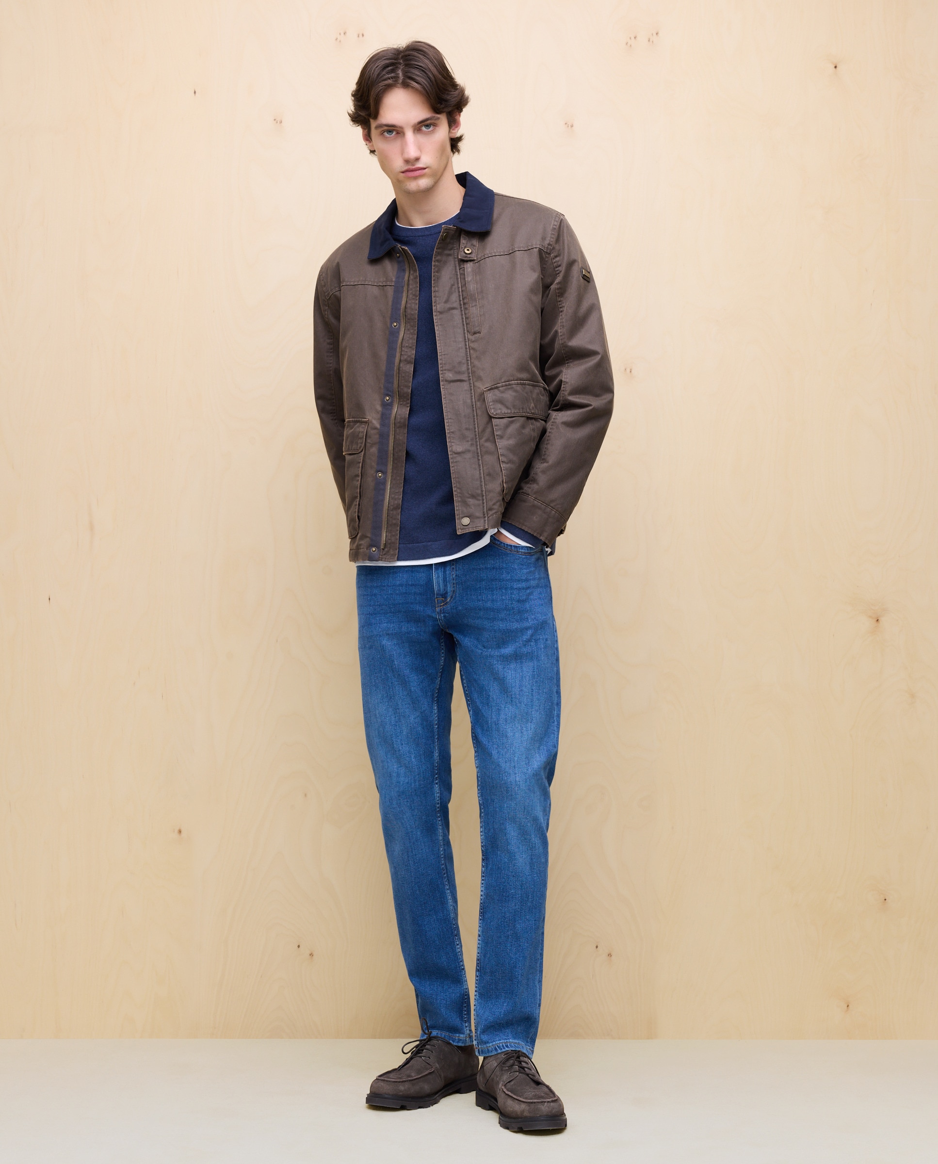 Blusão Encerado com Bolsos Chocolate-4