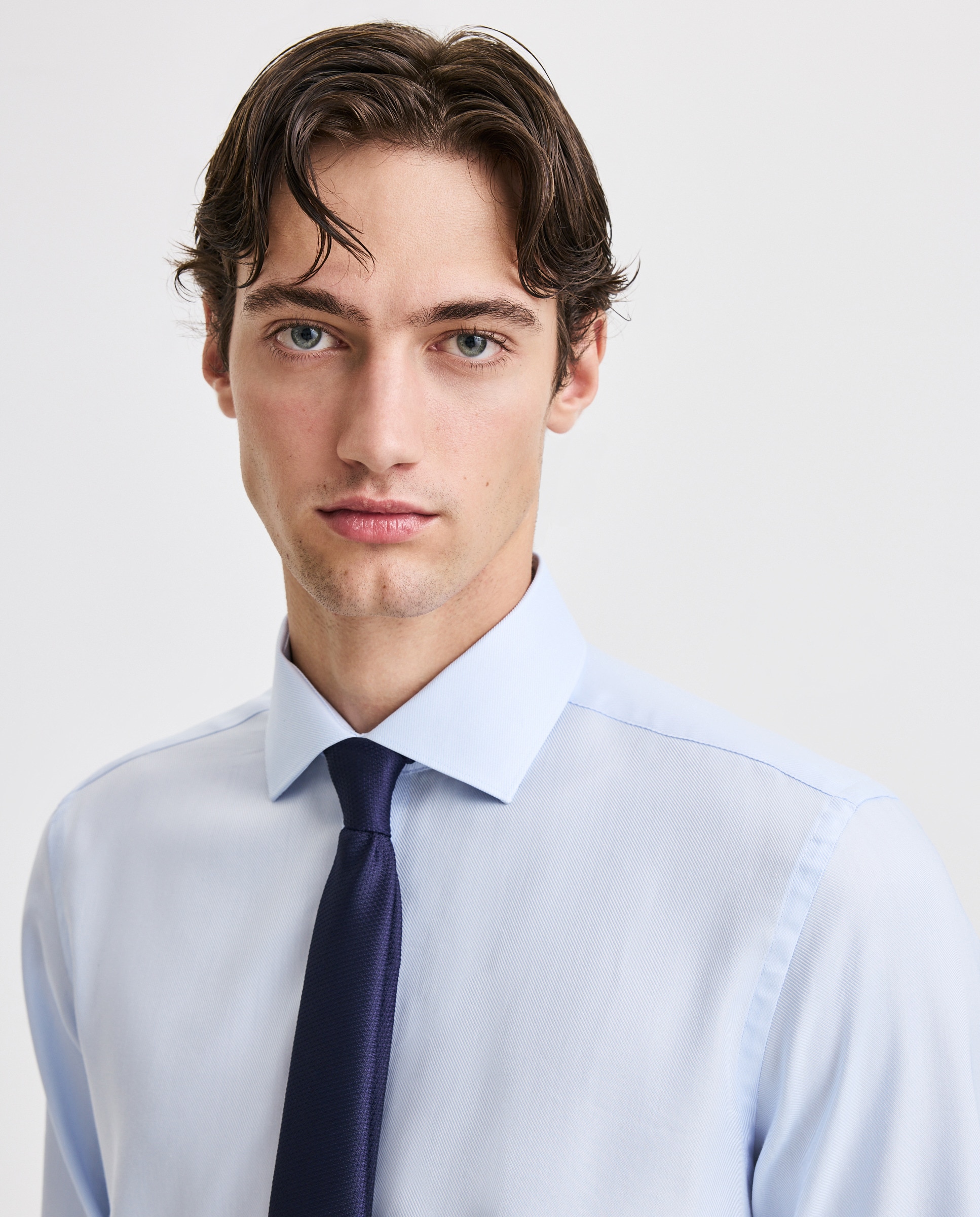 Camisa Clássica de Punho Duplo Coolmax 410 Azul Claro-3