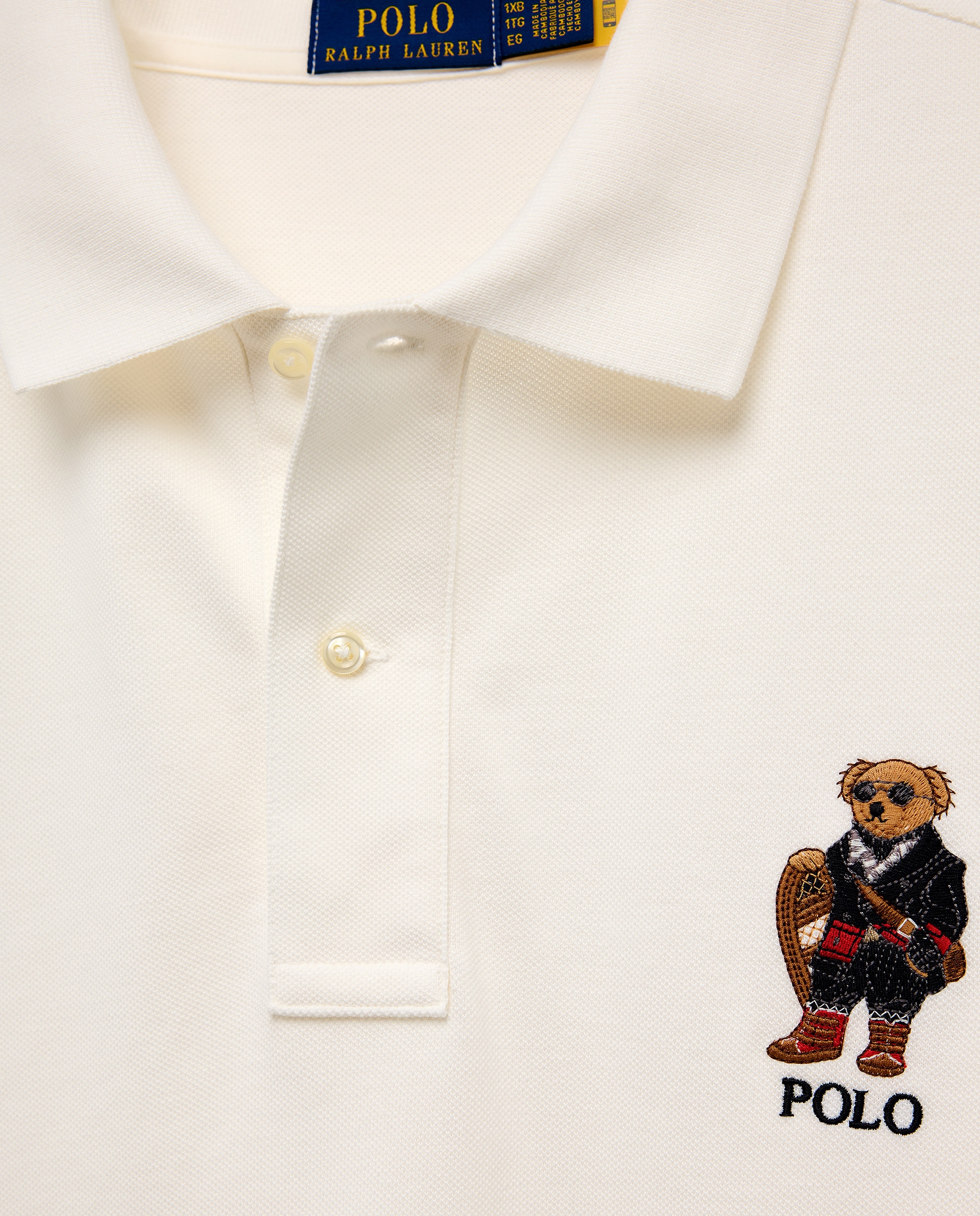 Polo de Piqué com Manga Comprida Tamanhos Grandes Creme-5