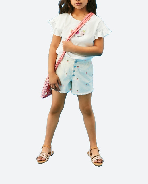 Imagen 0 de Short vaquero de niña estampado