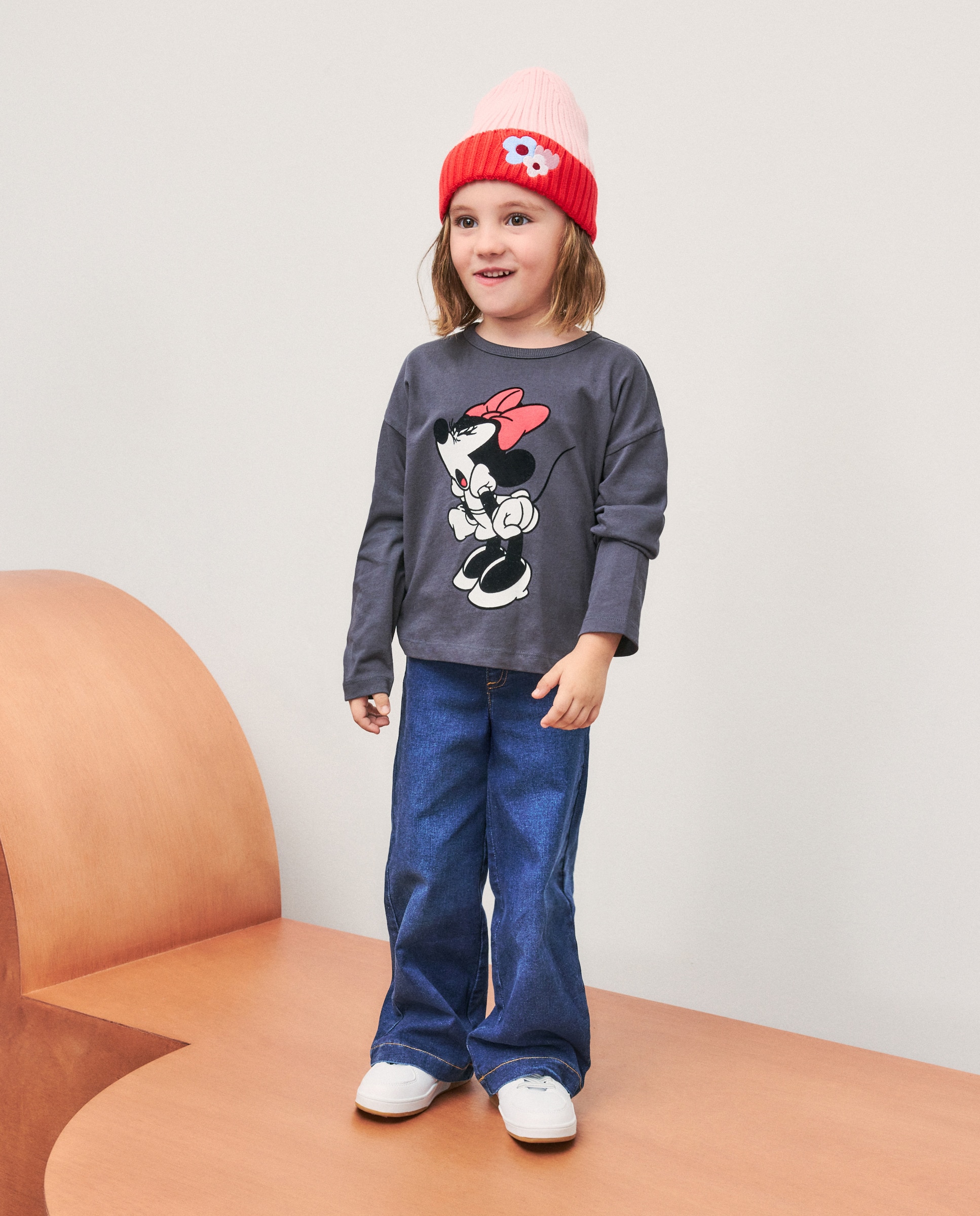 Camisola de Manga Comprida com Estampado da Minnie Cinzento-2