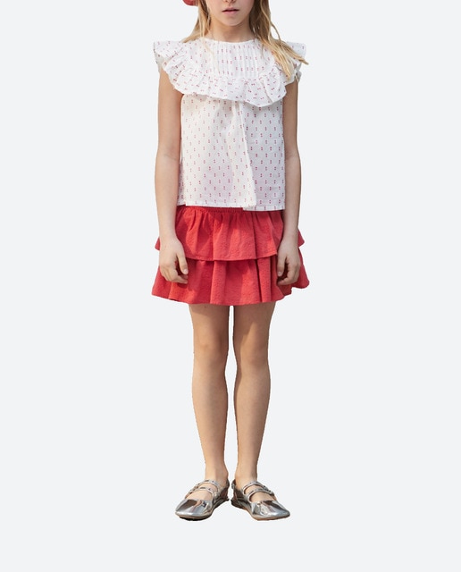 Imagen 0 de Falda de niña con volantes y tejido bordado