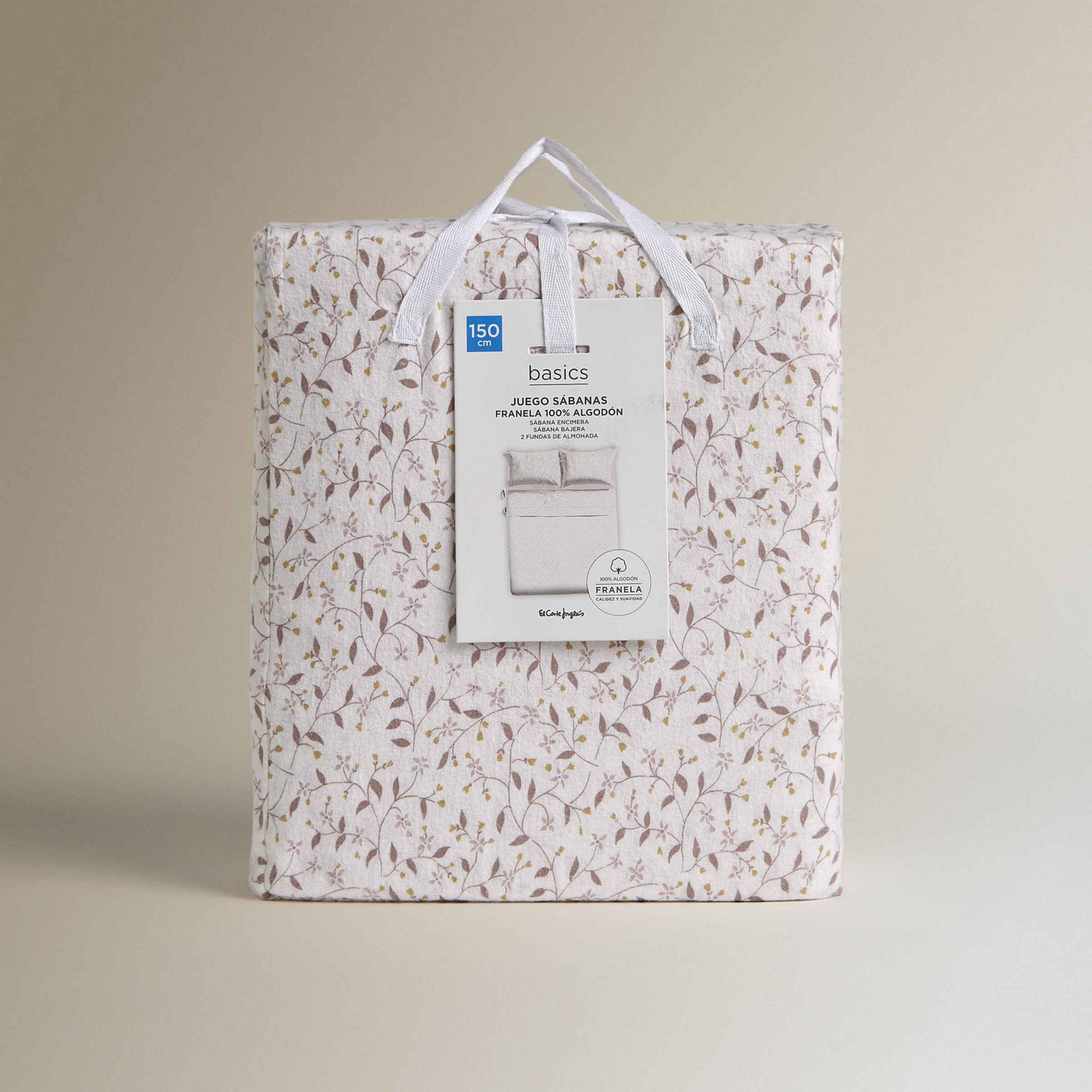 Juego de sábanas con bajera franela Elise Beige-6