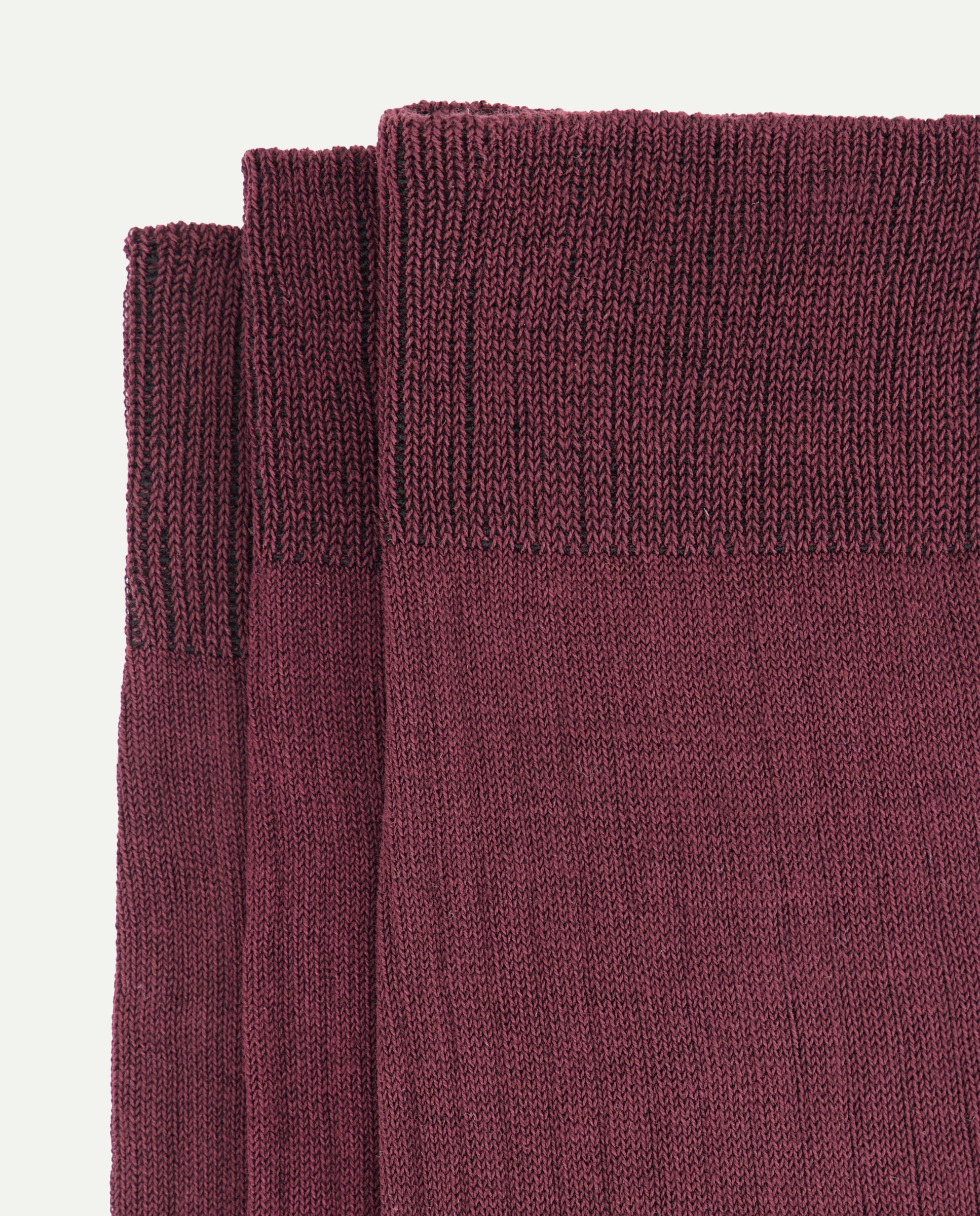 Pack de 3 Pares de Meias Mercerizadas Caneladas Bordeaux-2
