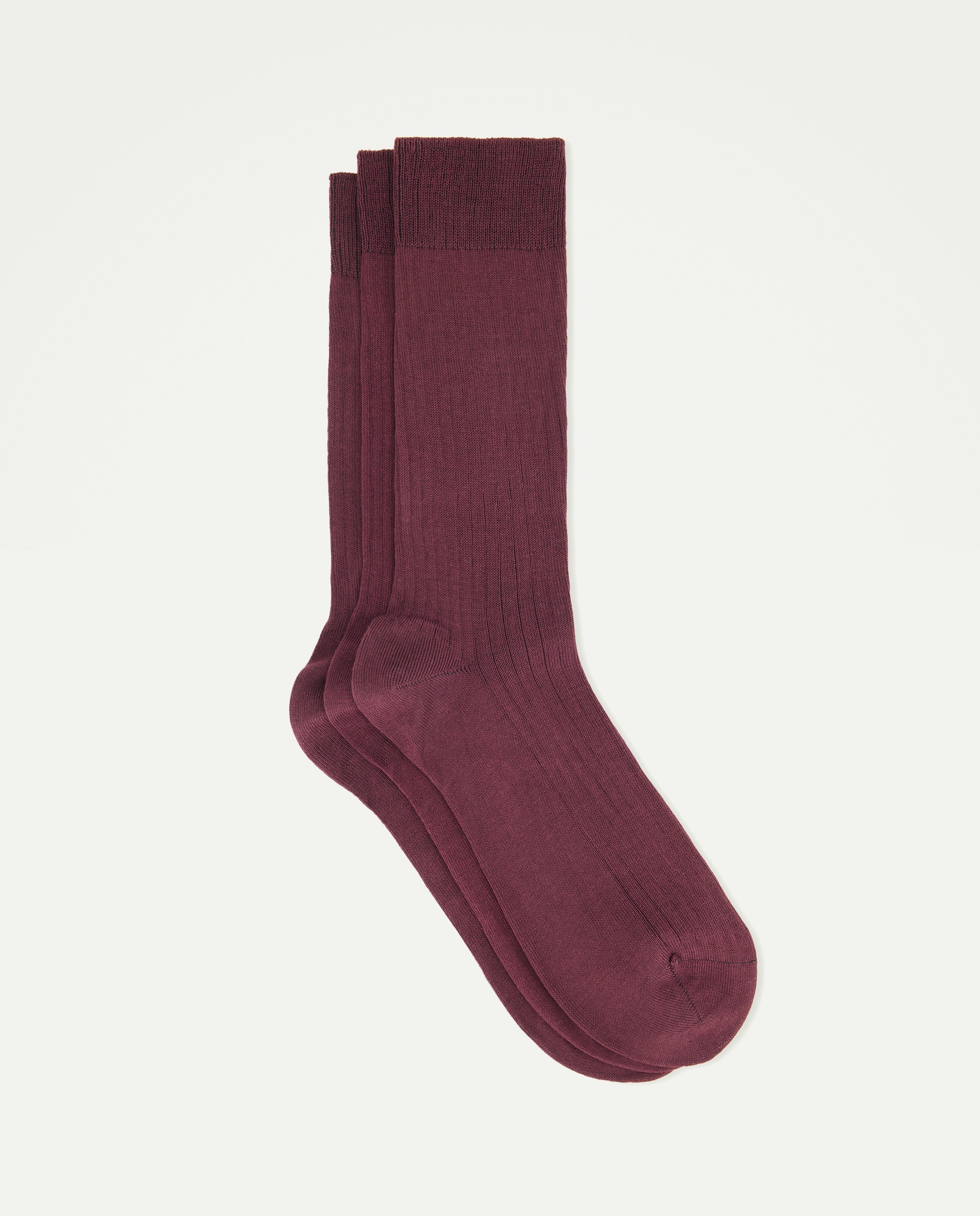 Pack de 3 Pares de Meias Mercerizadas Caneladas Bordeaux-1