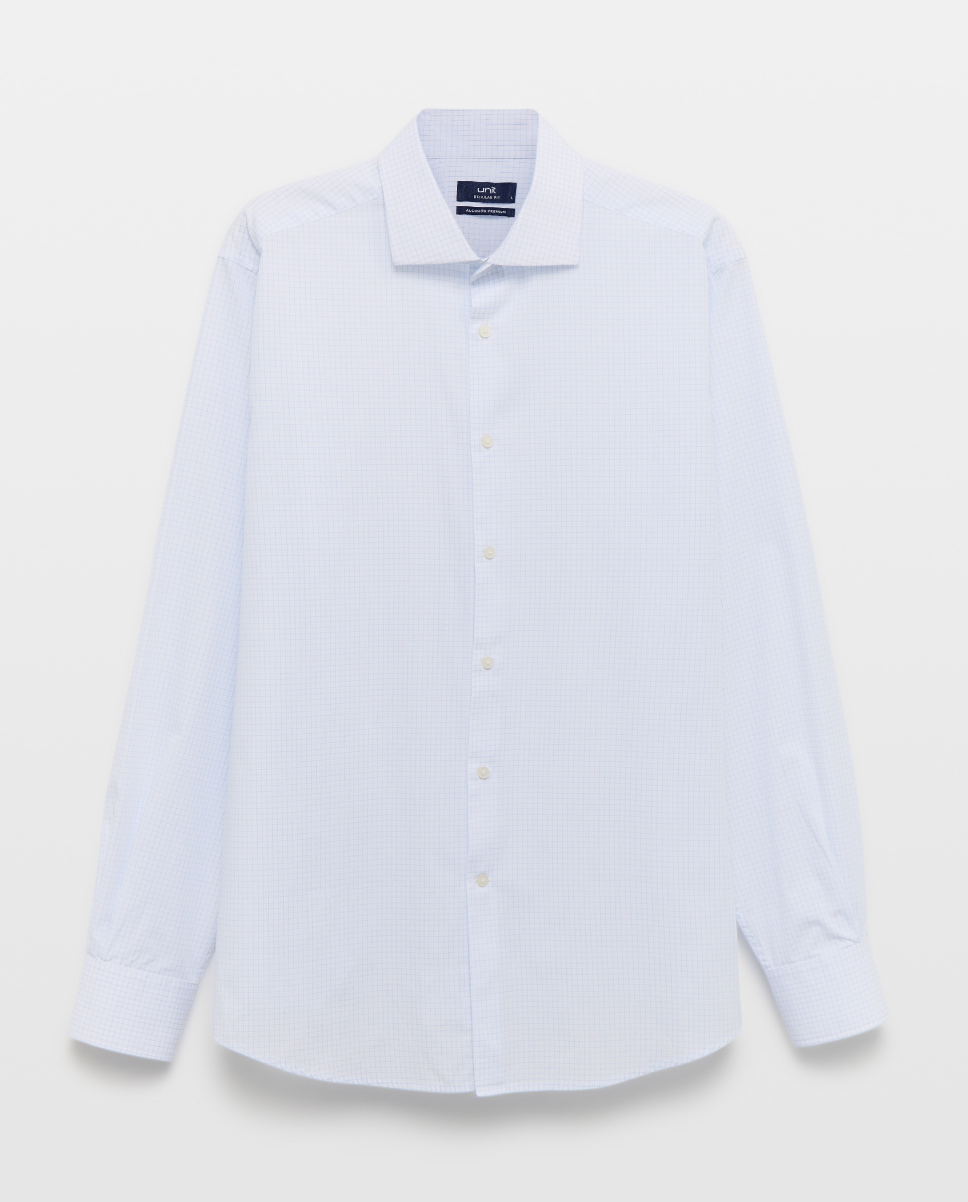 Camisa vestir hombre cuadros regular fit 410 Azul claro-4