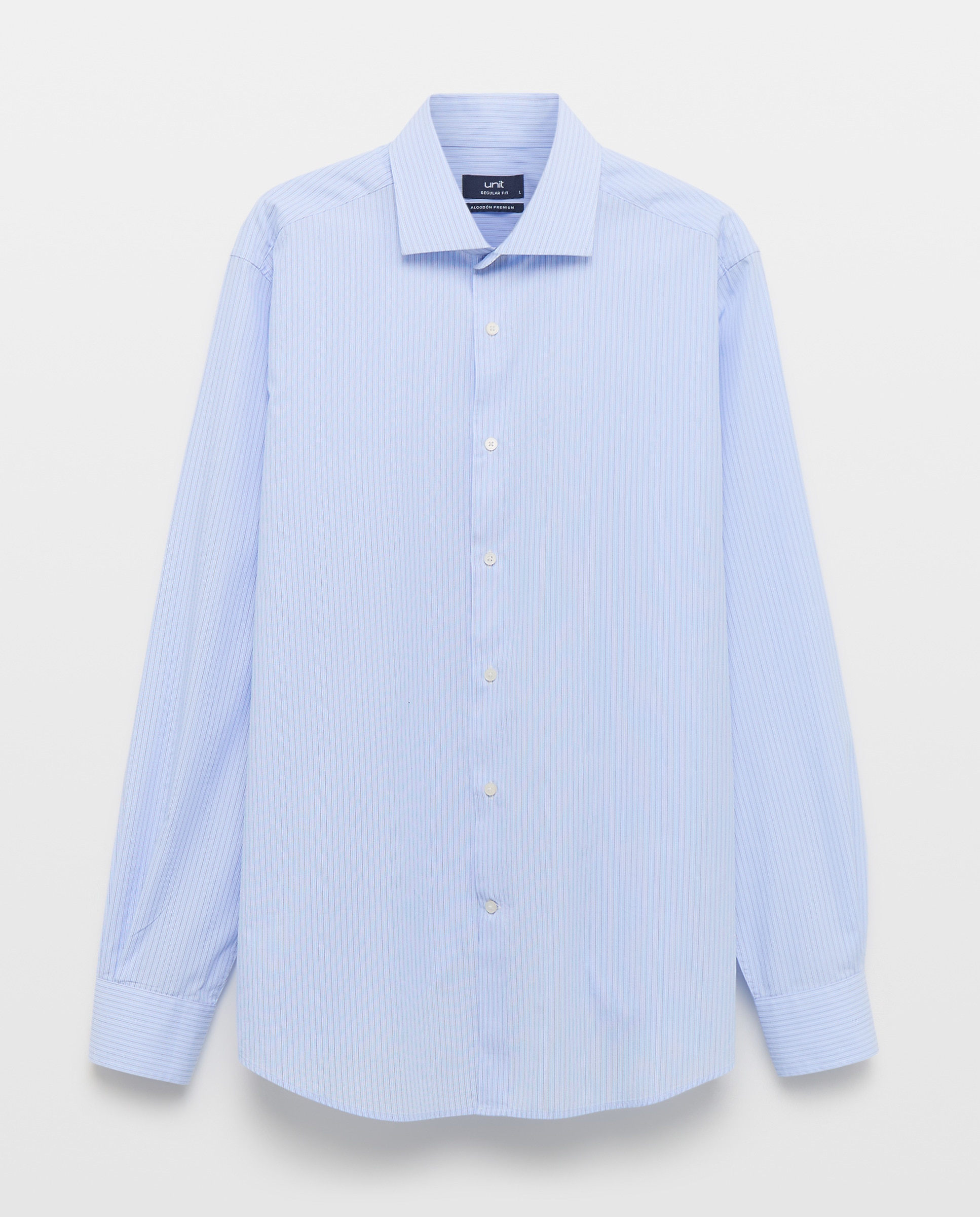 Camisa vestir hombre rayas regular fit 410 Azul claro-4