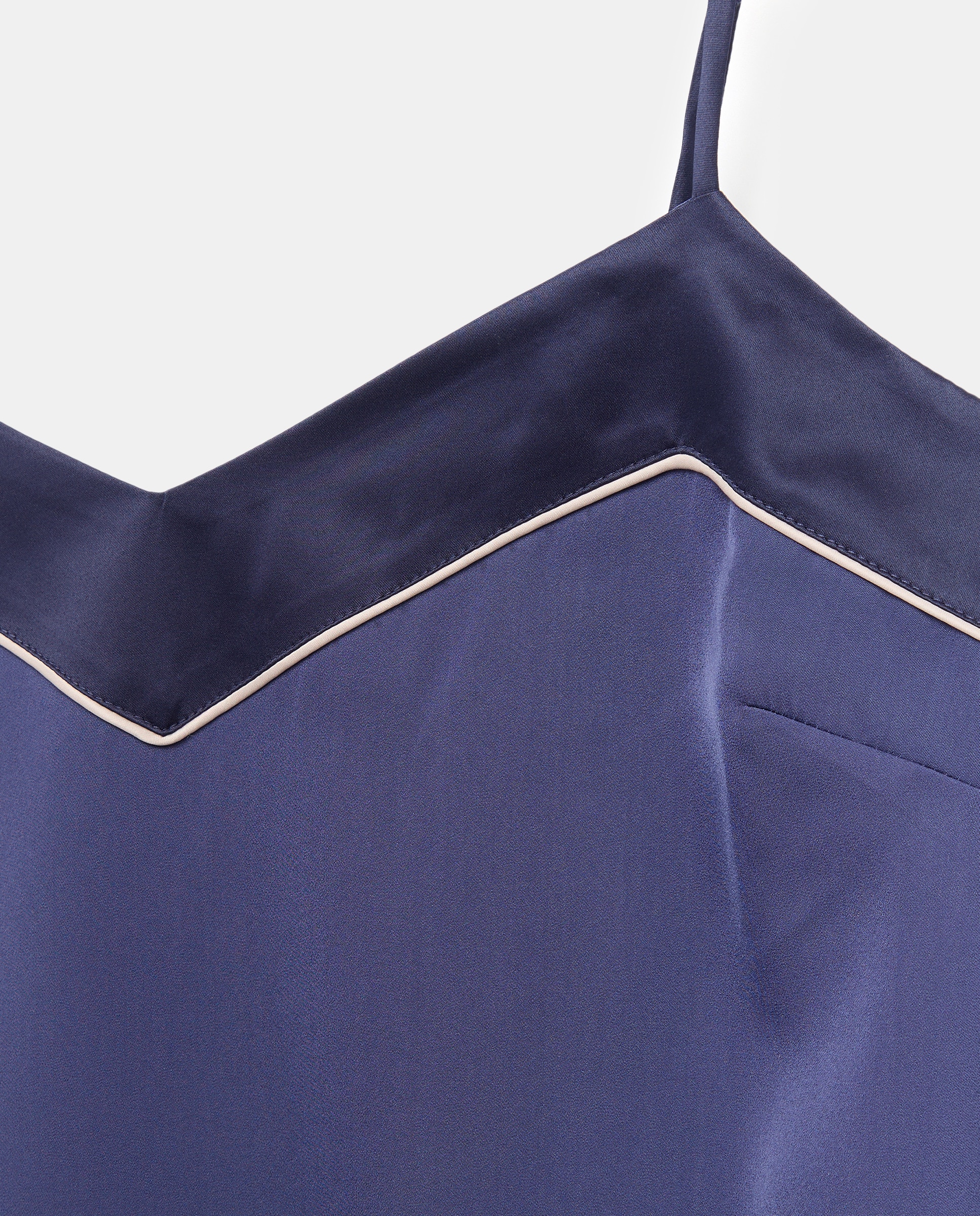 Camisa de Dormir de Alças com Decote em Bico Azul Tinta-4