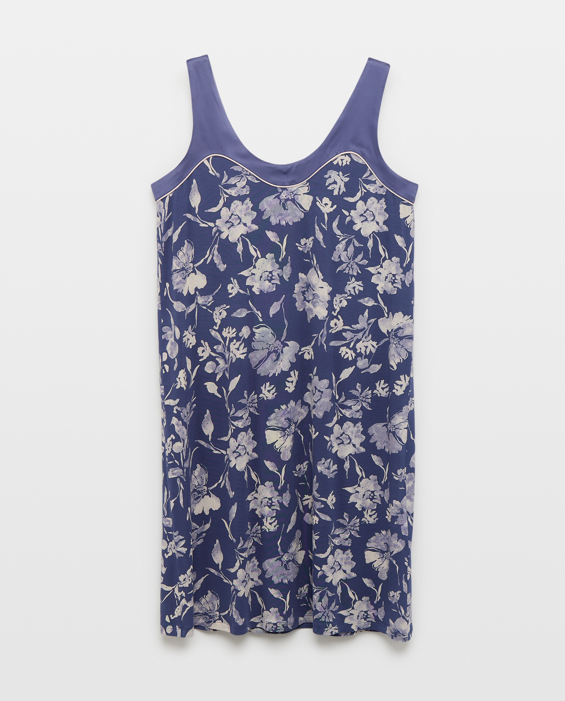 Camisa de Dormir de Alças com Estampado Azul-3