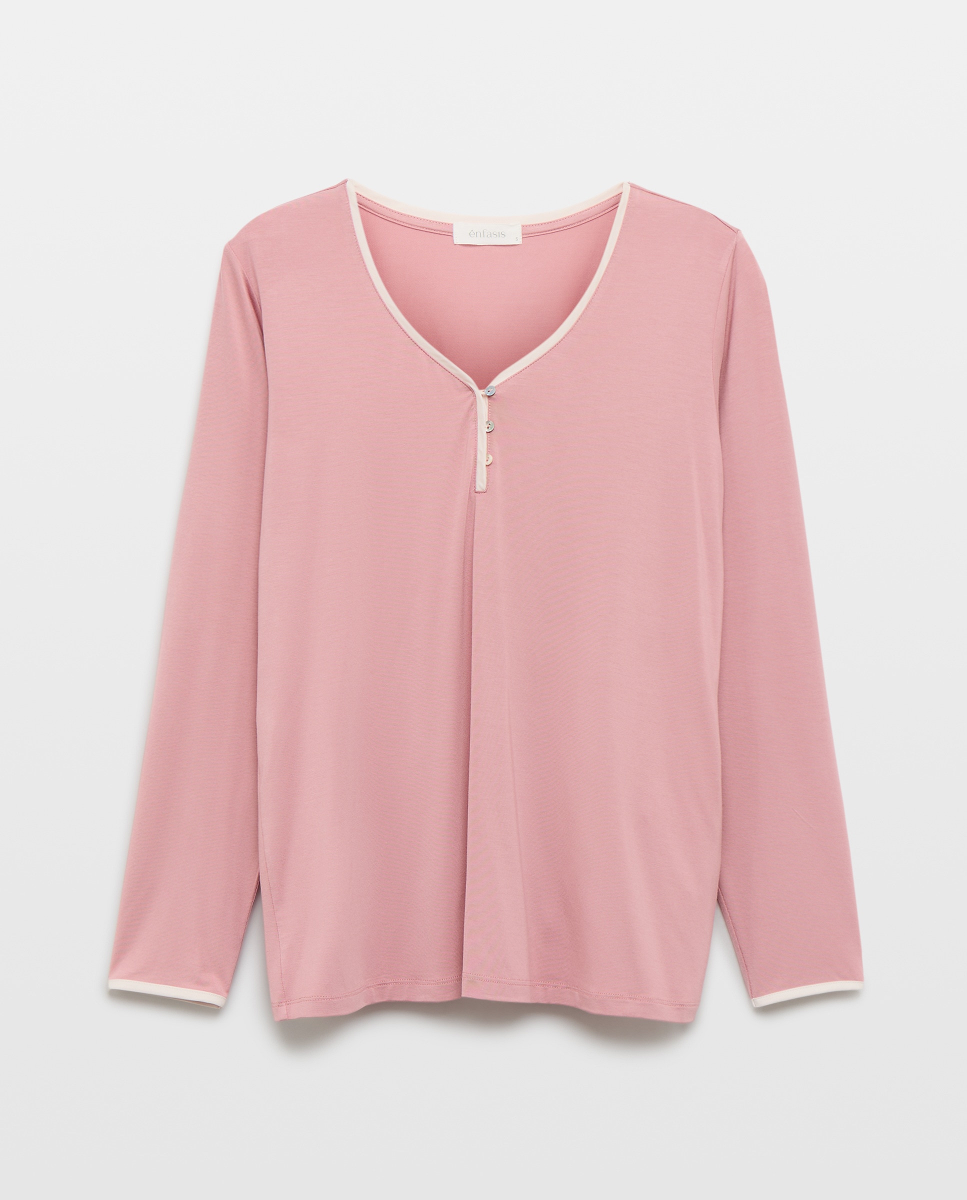 Camisola de Pijama com Estampado Floral Rosa-claro-4