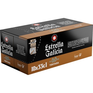 cerveza tostada 0,0% alcohol pack 10 latas 33 cl - Estrella Galicia 0,0