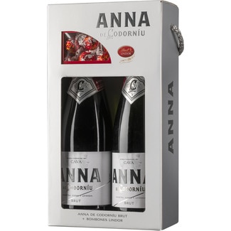 cava brut Estuche 2 botellas 75 cl con regalo de bombones Lindt Lindor - Anna Codorniu