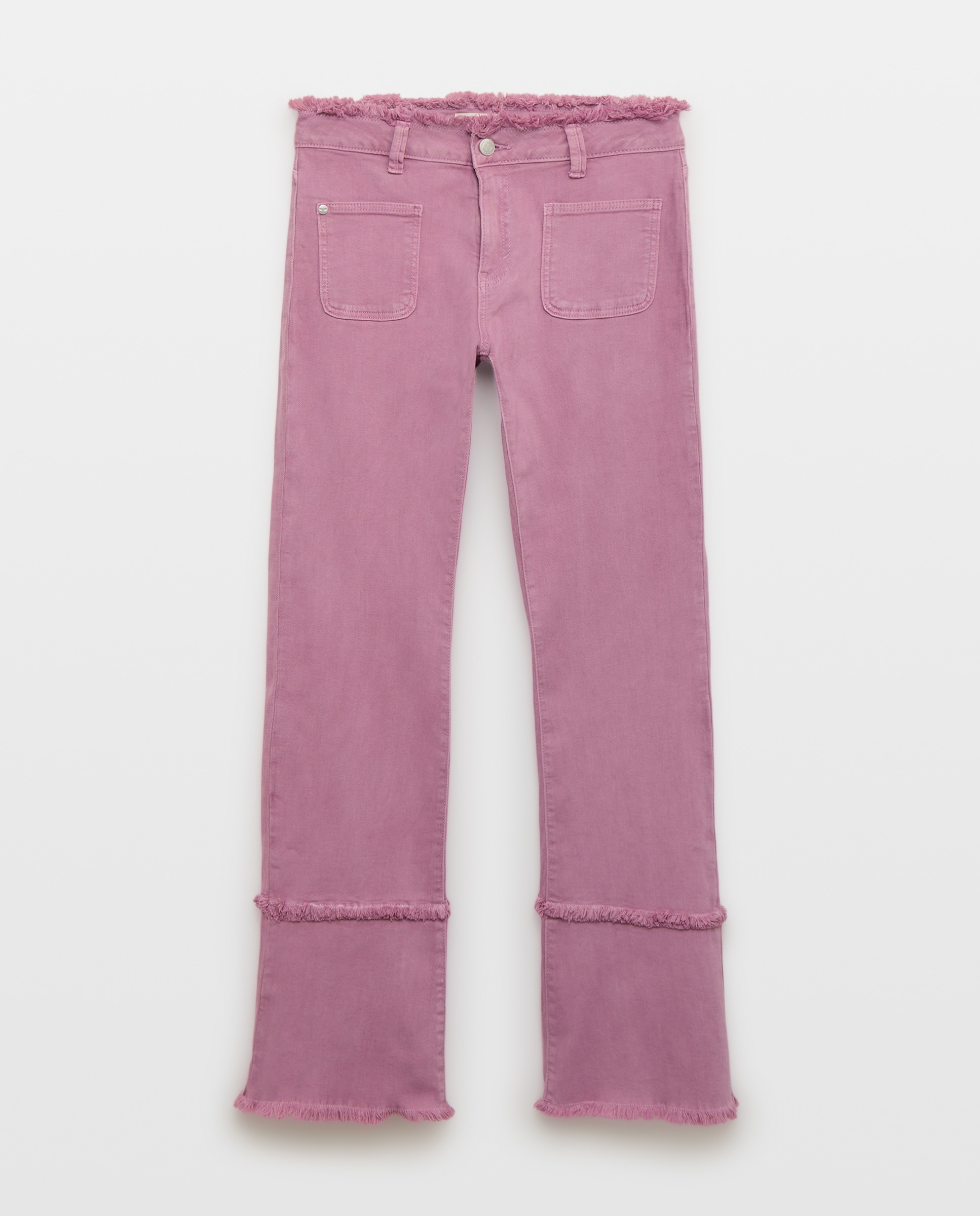 Calças à Boca de Sino Lisas 283 Lavanda-4