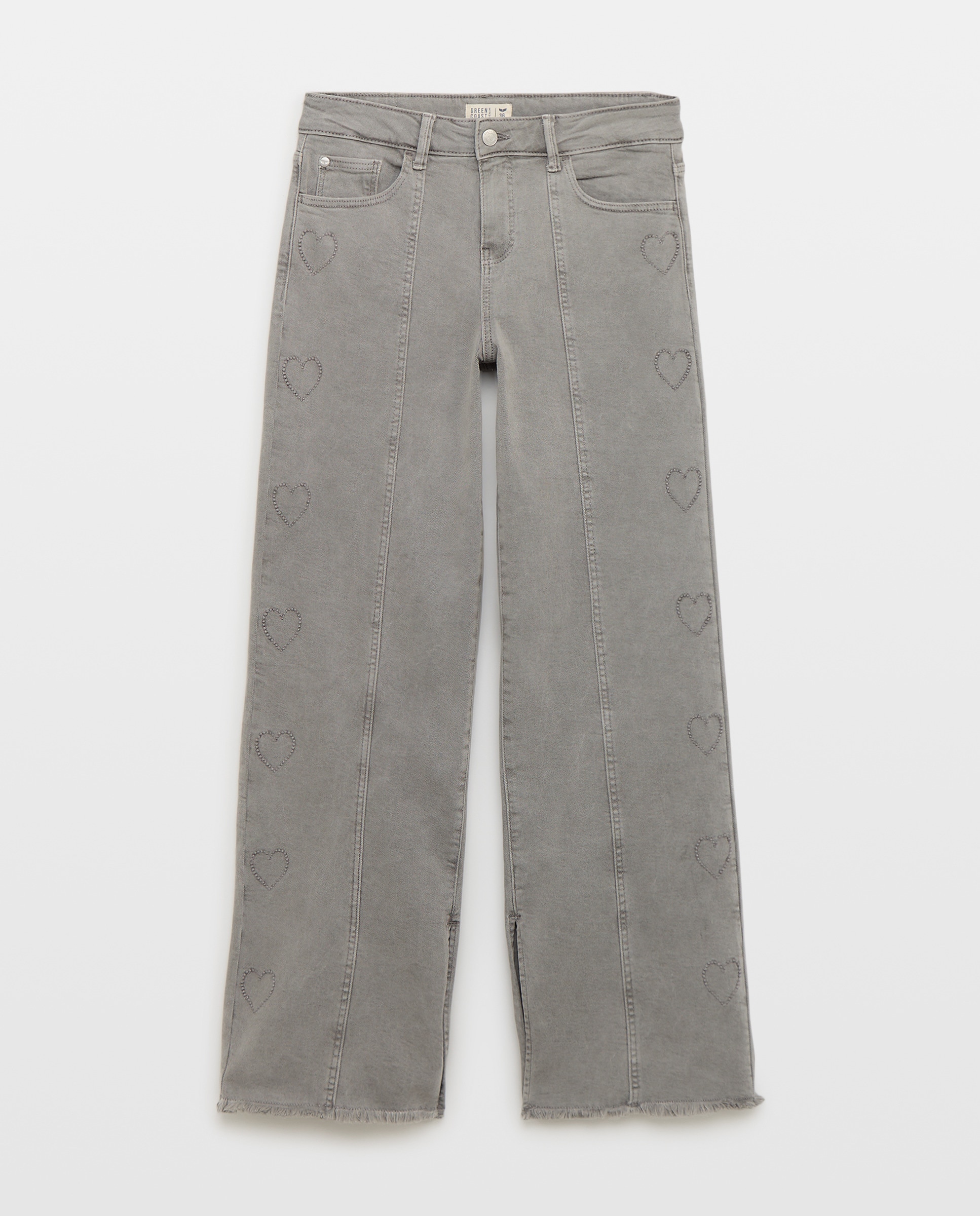 Calças com Bordados 820 Cinzento Médio-4