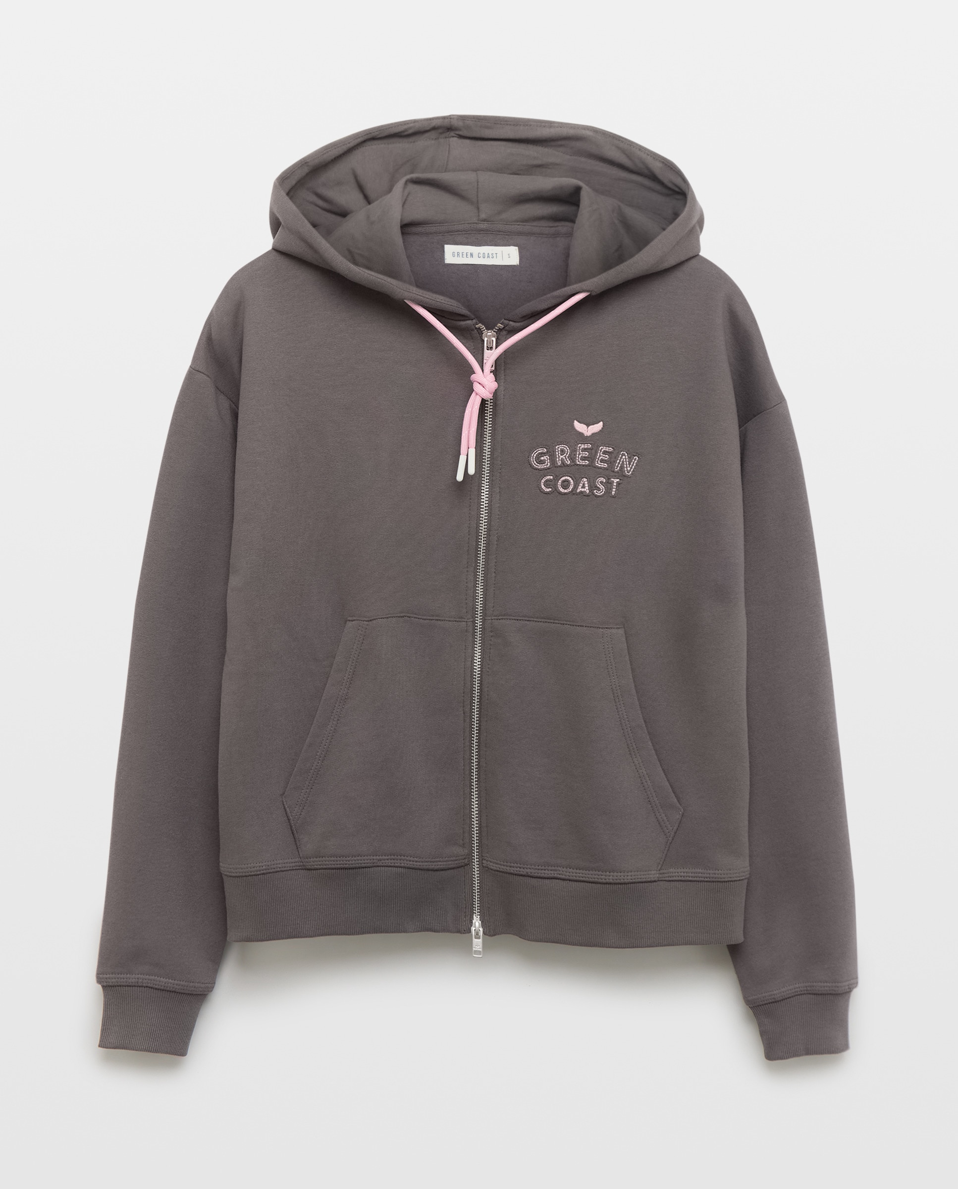 Sweatshirt com Capuz Aberto Hoodie 820 Cinzento Médio-5