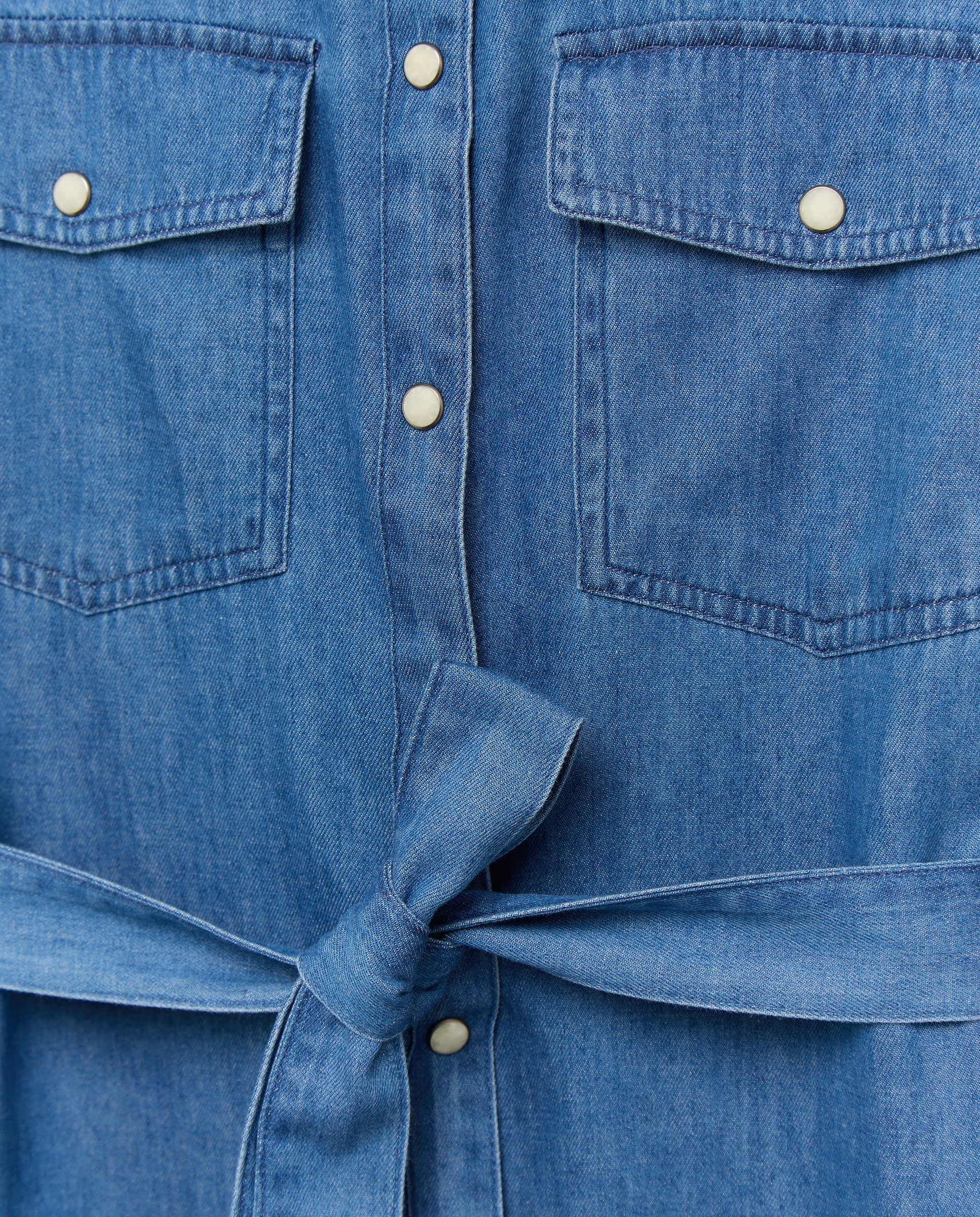 Vestido camiseiro de ganga Azul-índigo-6