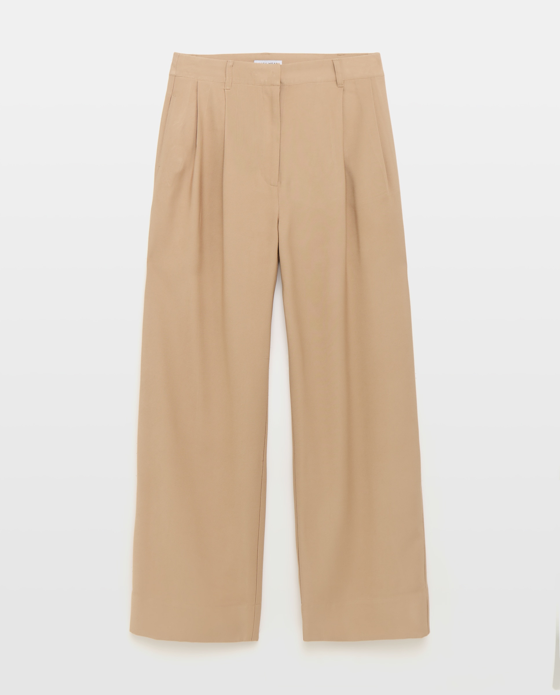 Calças Wide Leg com Pinças 730 Camel-5