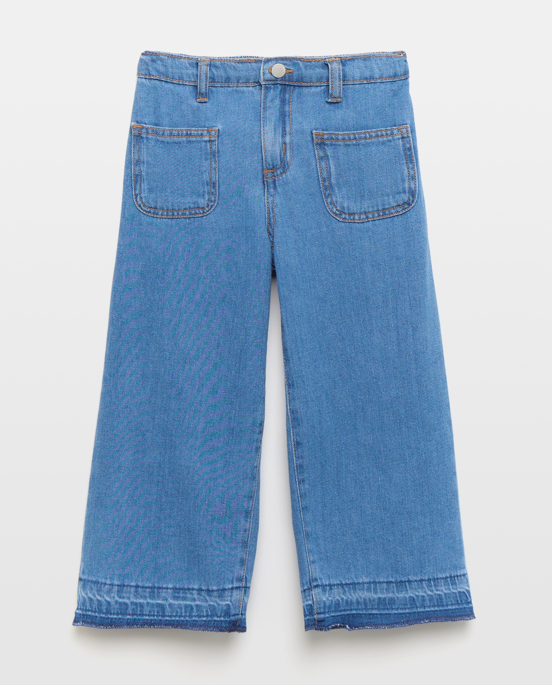 Jeans de Cintura Baixa sem Costuras Azul pálido-4