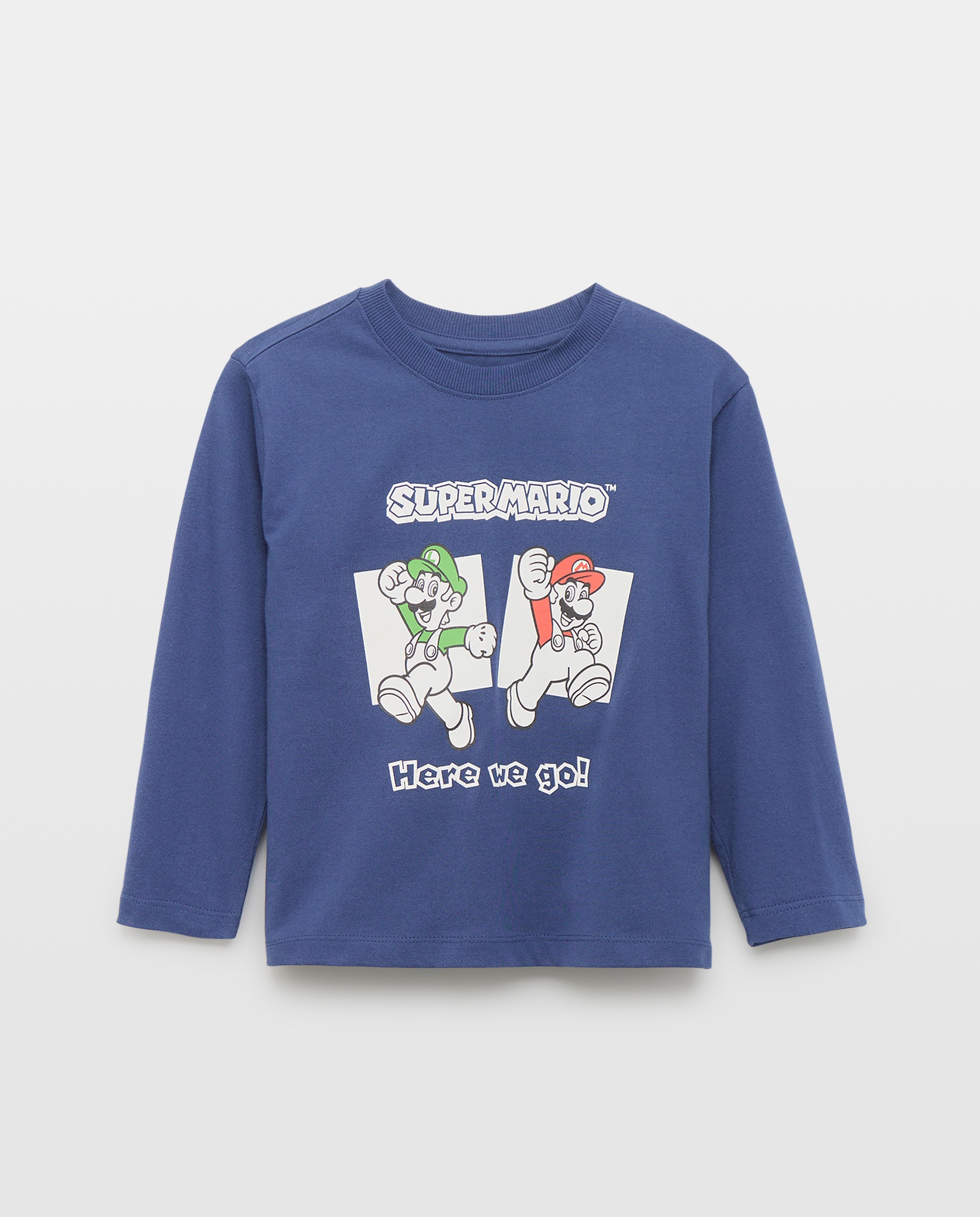Camisola de Manga Comprida com Estampado Mario Bros Kids El Corte Inglés Azul-marinho-4
