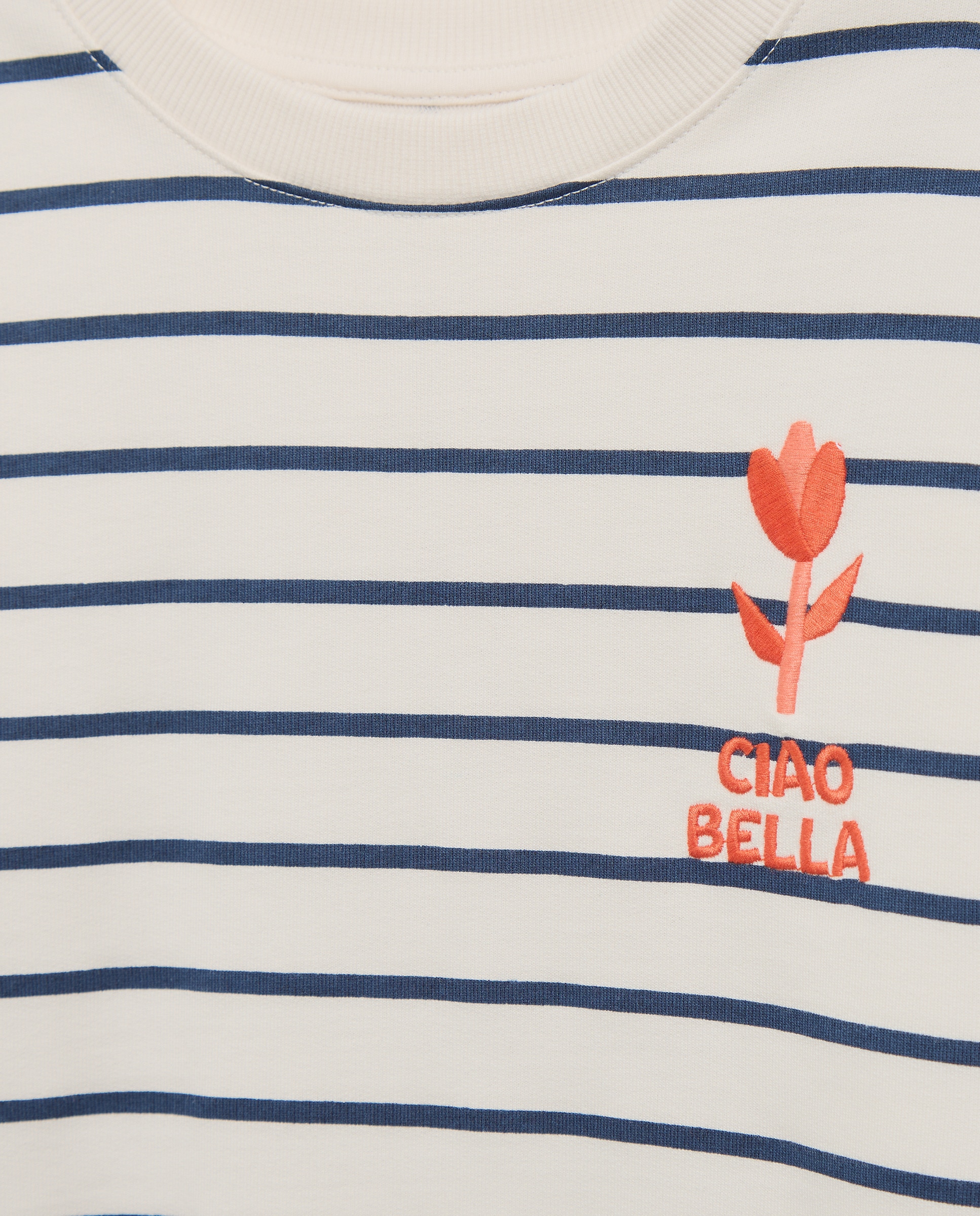 Sweatshirt às Riscas de Felpa Jacquard com Decote Redondo e Bordado Lateral Kids El Corte Inglés Azul-6