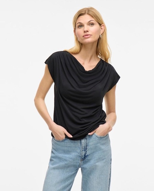 Imagen 0 de Top de mujer de manga corta y escote drapeado