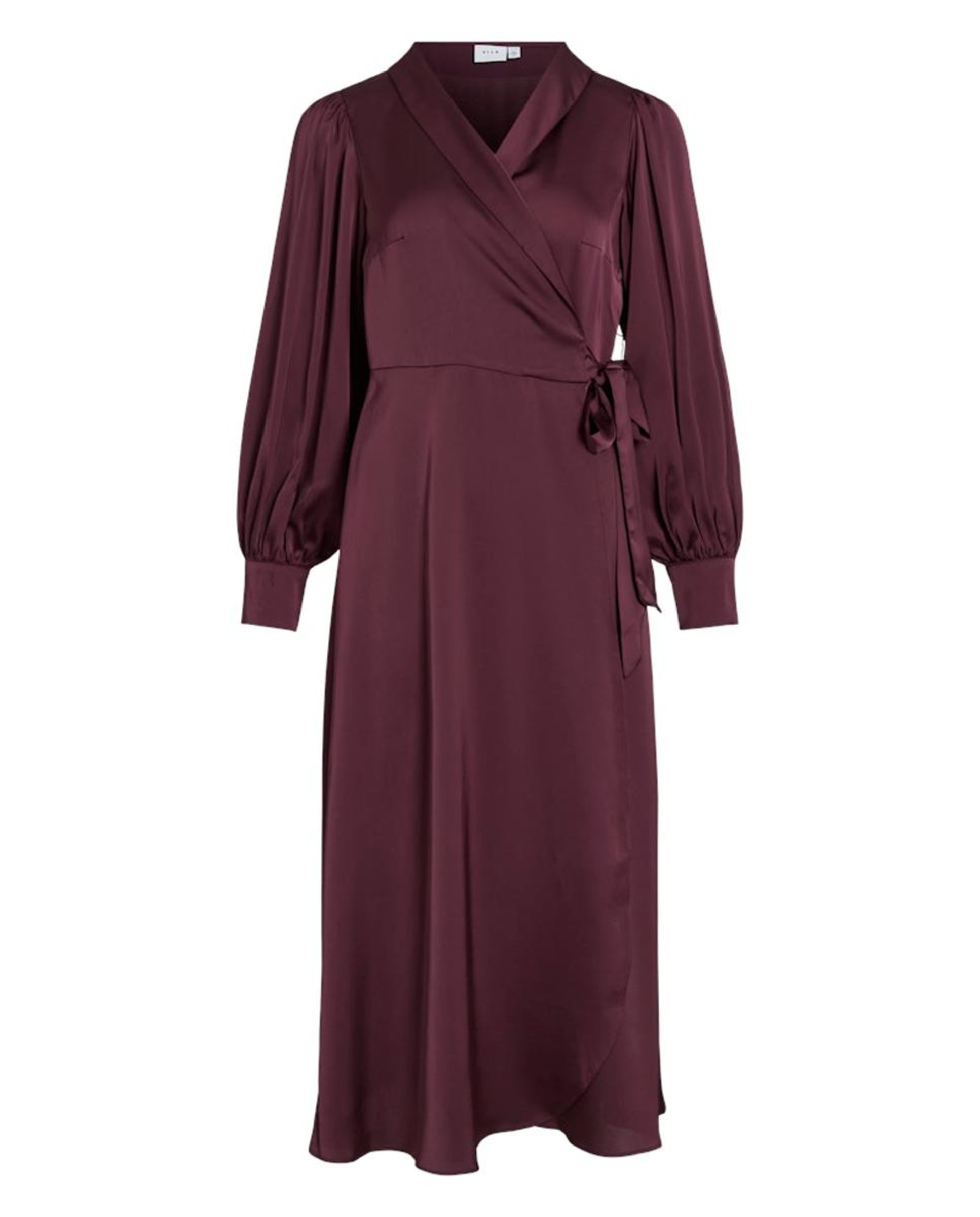 Vestido comprido acetinado Bordeaux-6