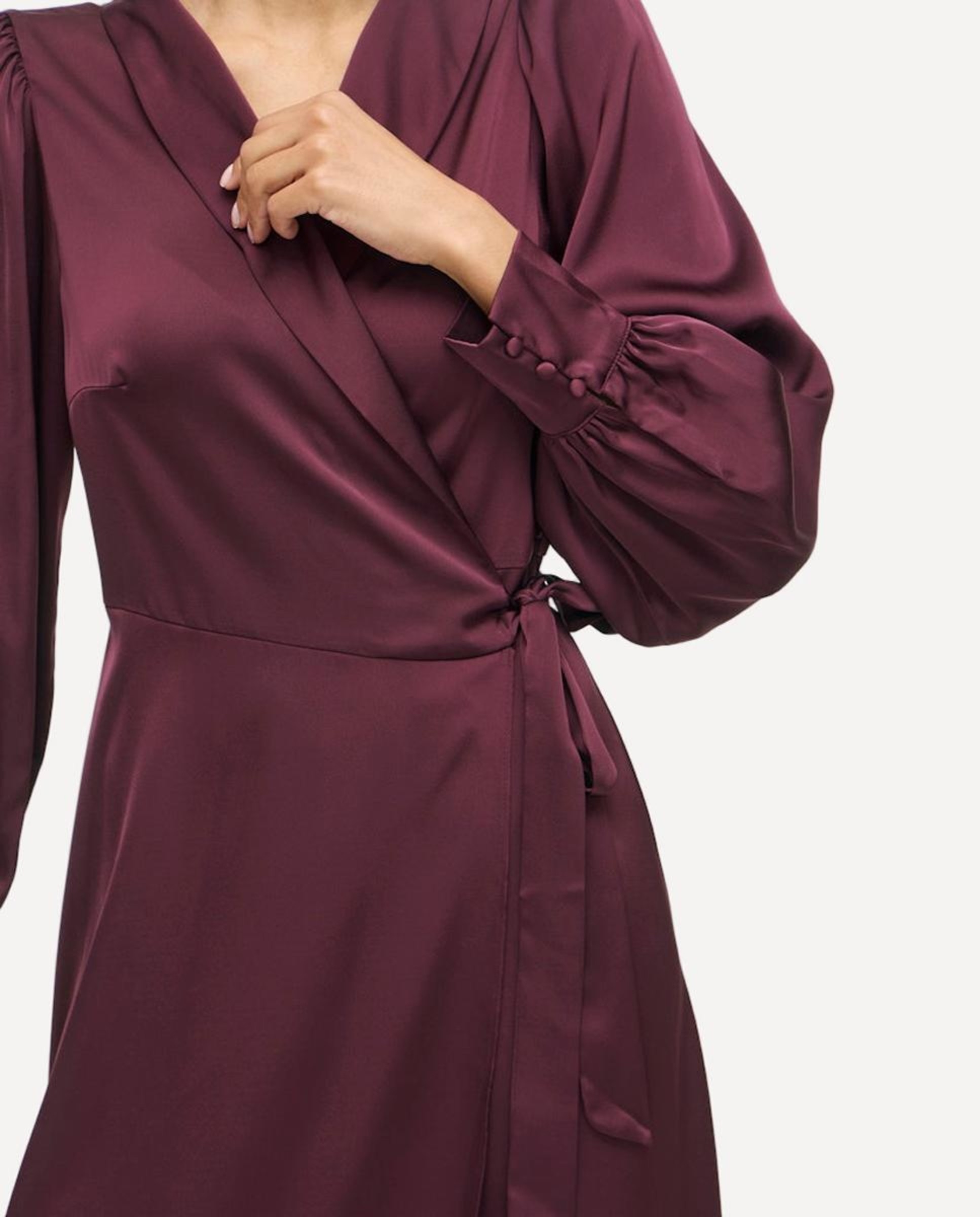 Vestido comprido acetinado Bordeaux-4