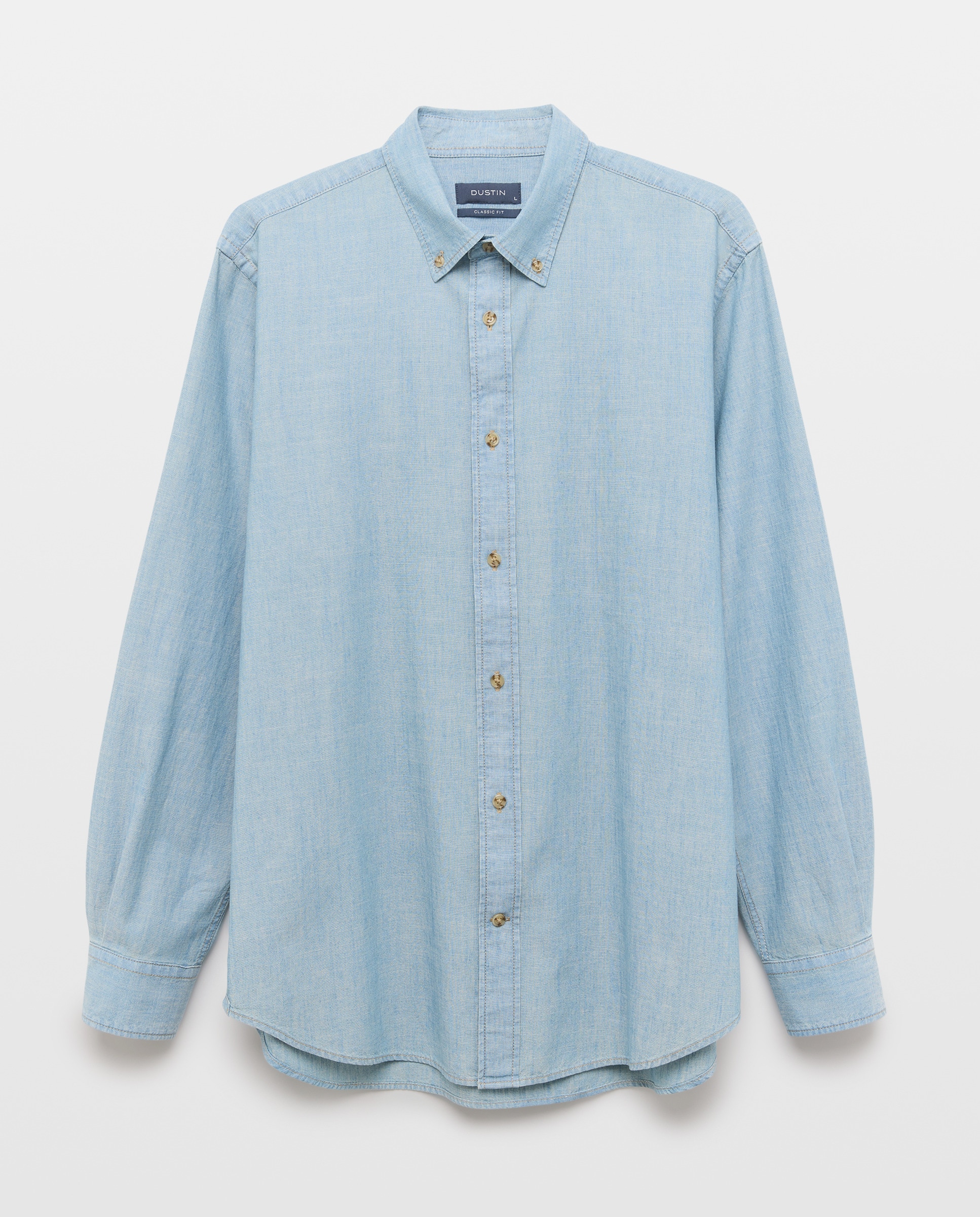 Camisa de Ganga com Lavagem e Manga Comprida Azul-marinho-4