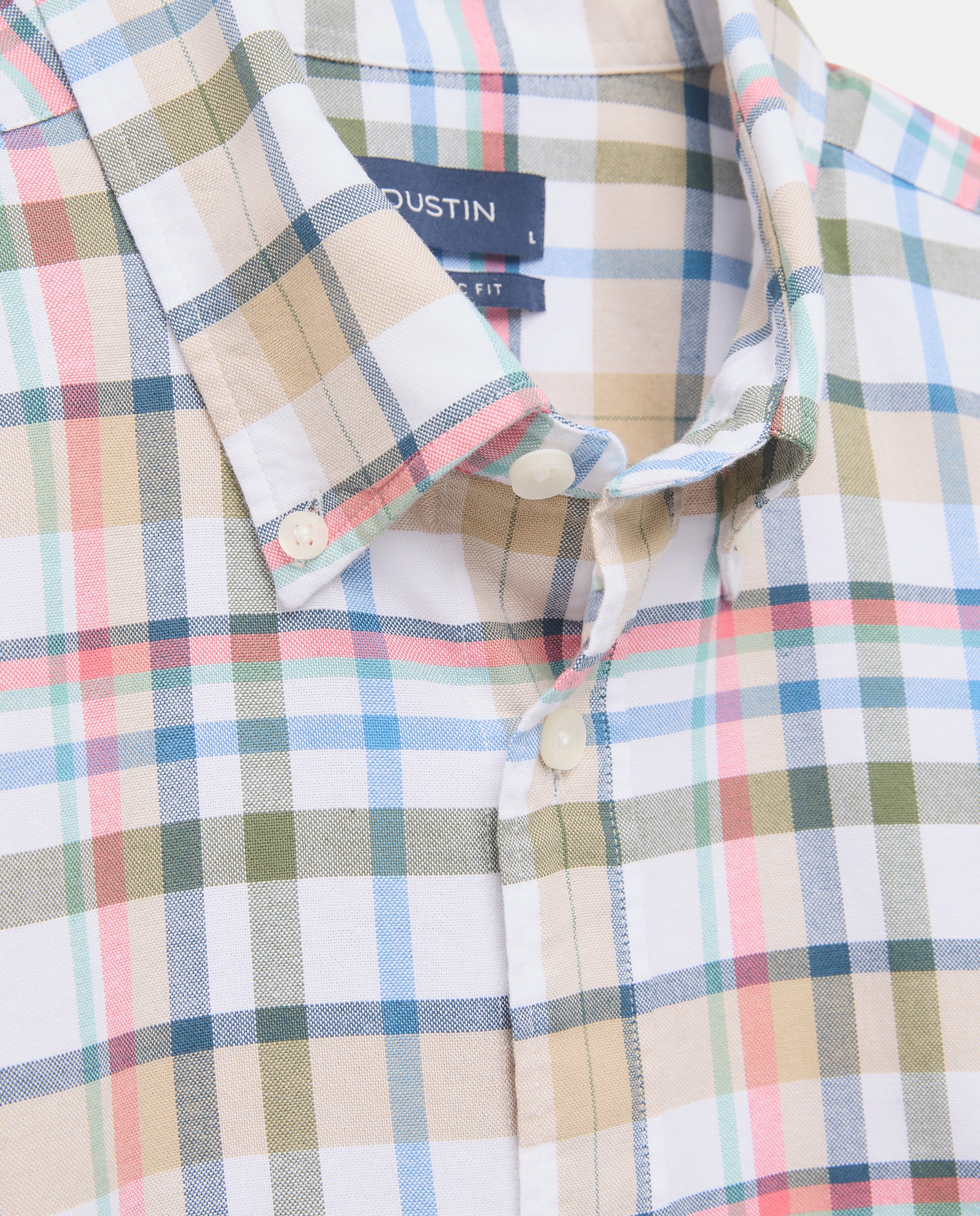 Camisa Casual Oxford aos Quadrados Classic Fit - Multicolor Azul-5