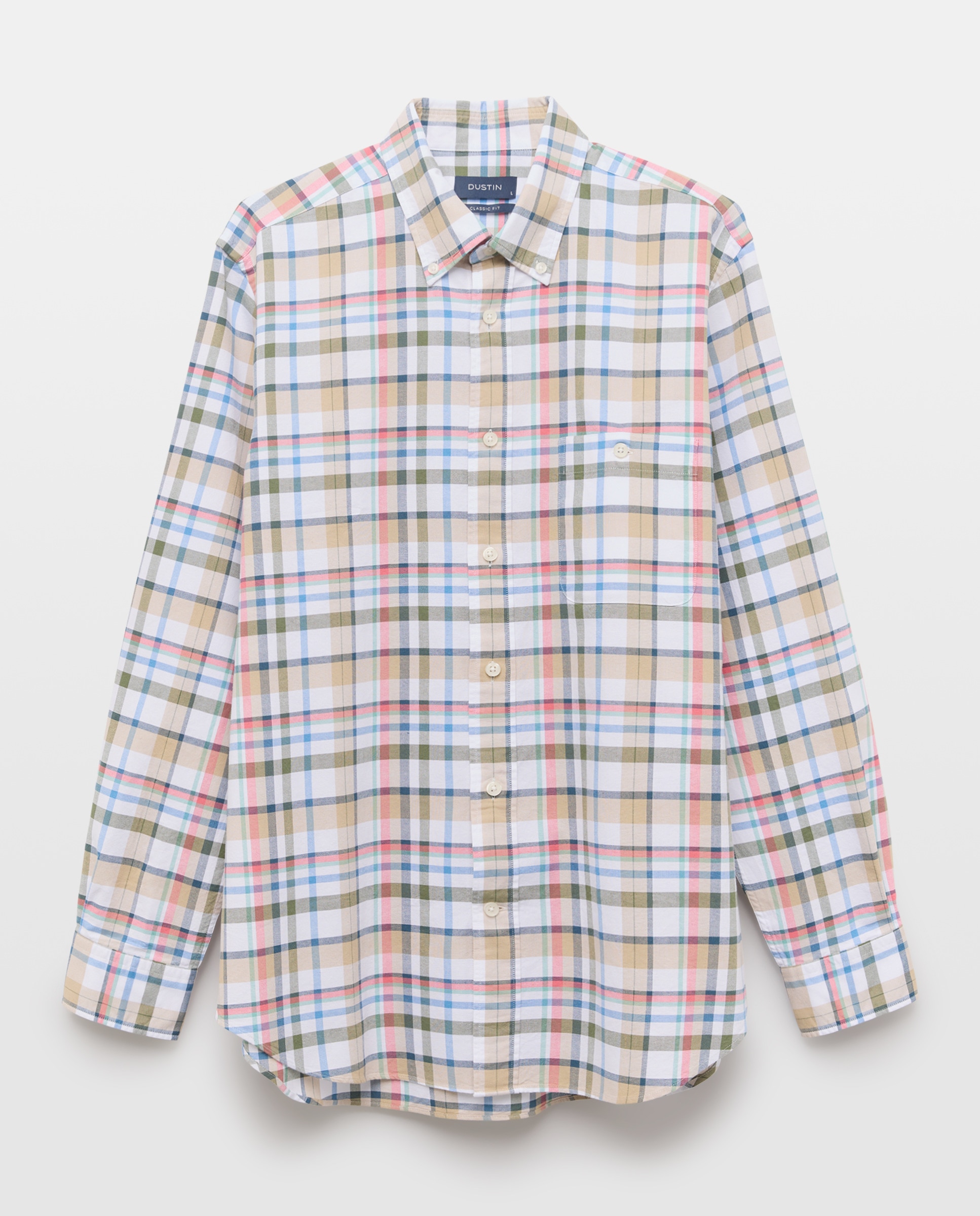 Camisa Casual Oxford aos Quadrados Classic Fit - Multicolor Azul-4