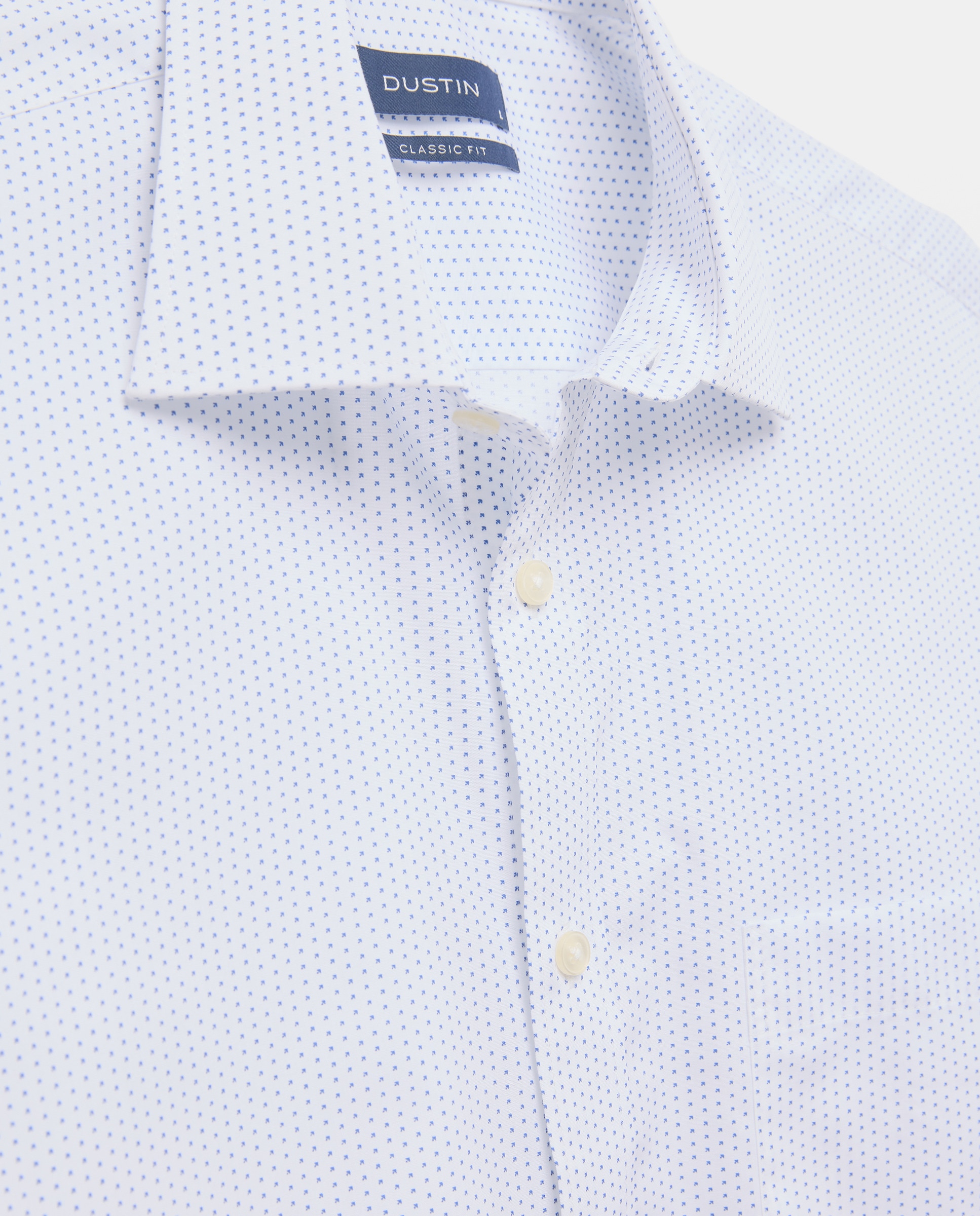 Camisa Clássica de Manga Comprida com Estampado de Gravata Classic Fit Branco-5