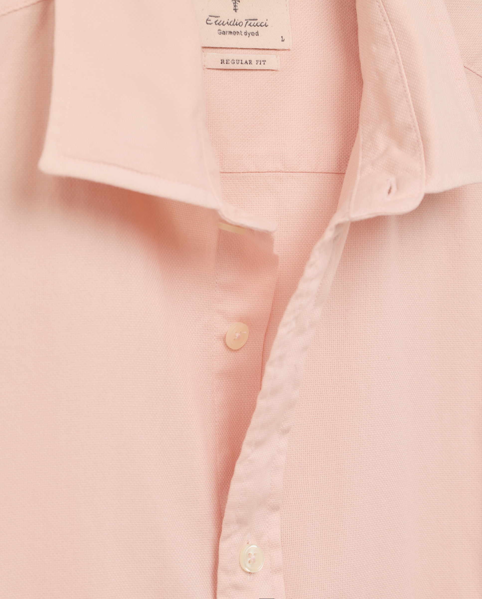 Camisa Casual de Algodão com Estrutura e Manga Comprida Rosa-5