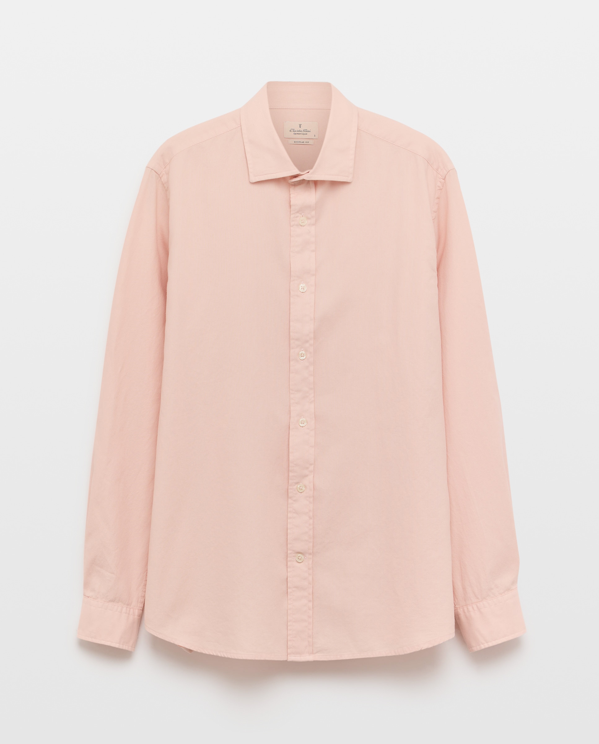 Camisa Casual de Algodão com Estrutura e Manga Comprida Rosa-4