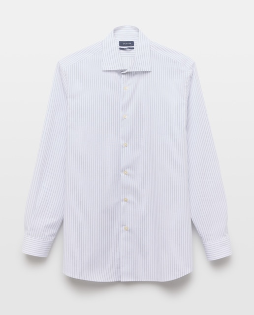 Imagem 0 de Camisa Clássica de Manga Comprida com Risca Dupla Fina Slim Fit