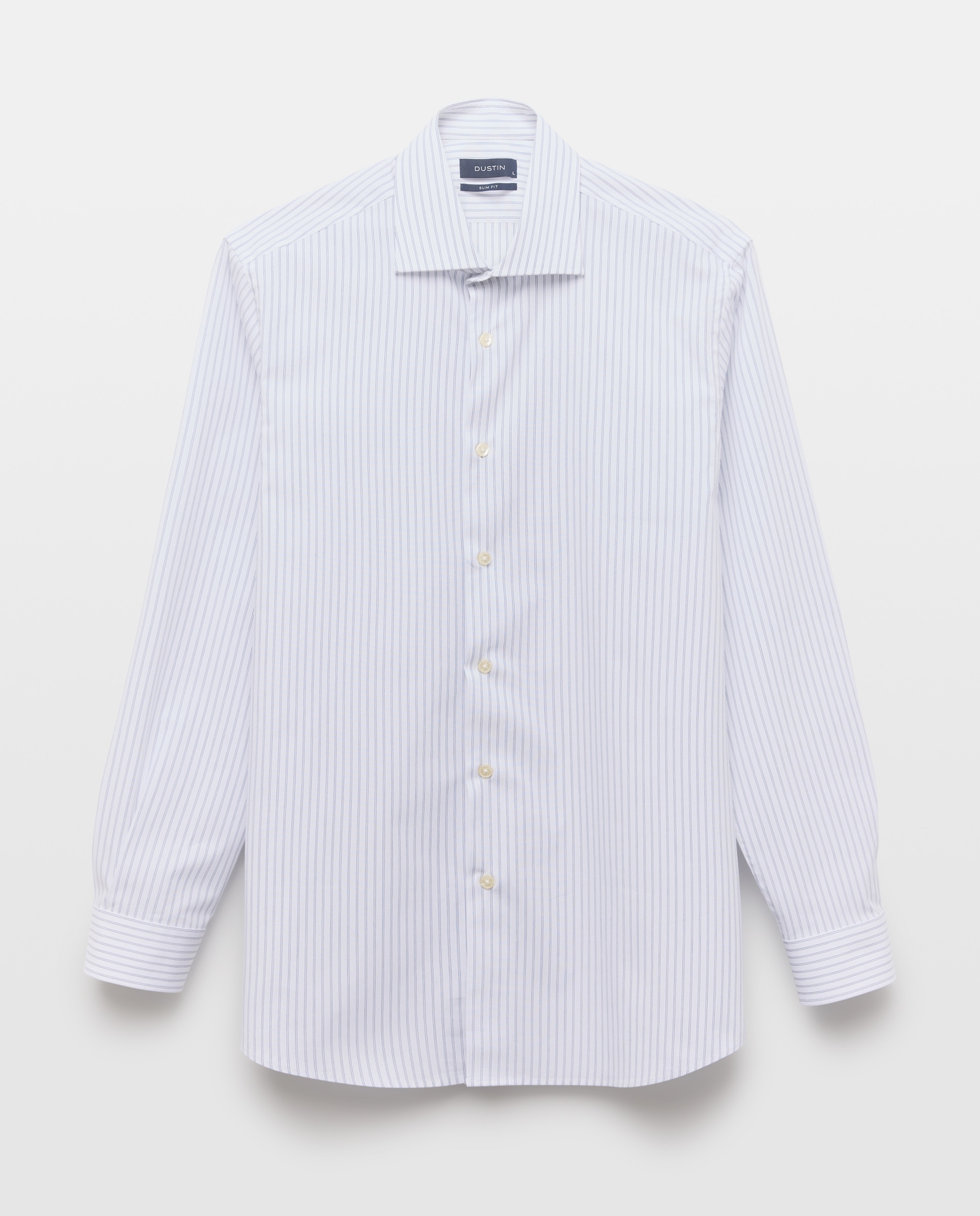 Camisa Clássica de Manga Comprida com Risca Dupla Fina Slim Fit Branco-4