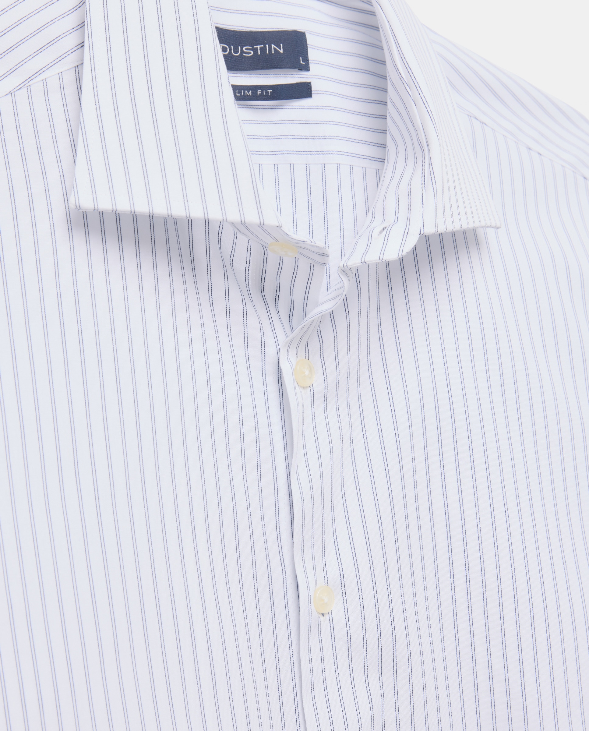 Camisa Clássica de Manga Comprida com Risca Dupla Fina Slim Fit Branco-5
