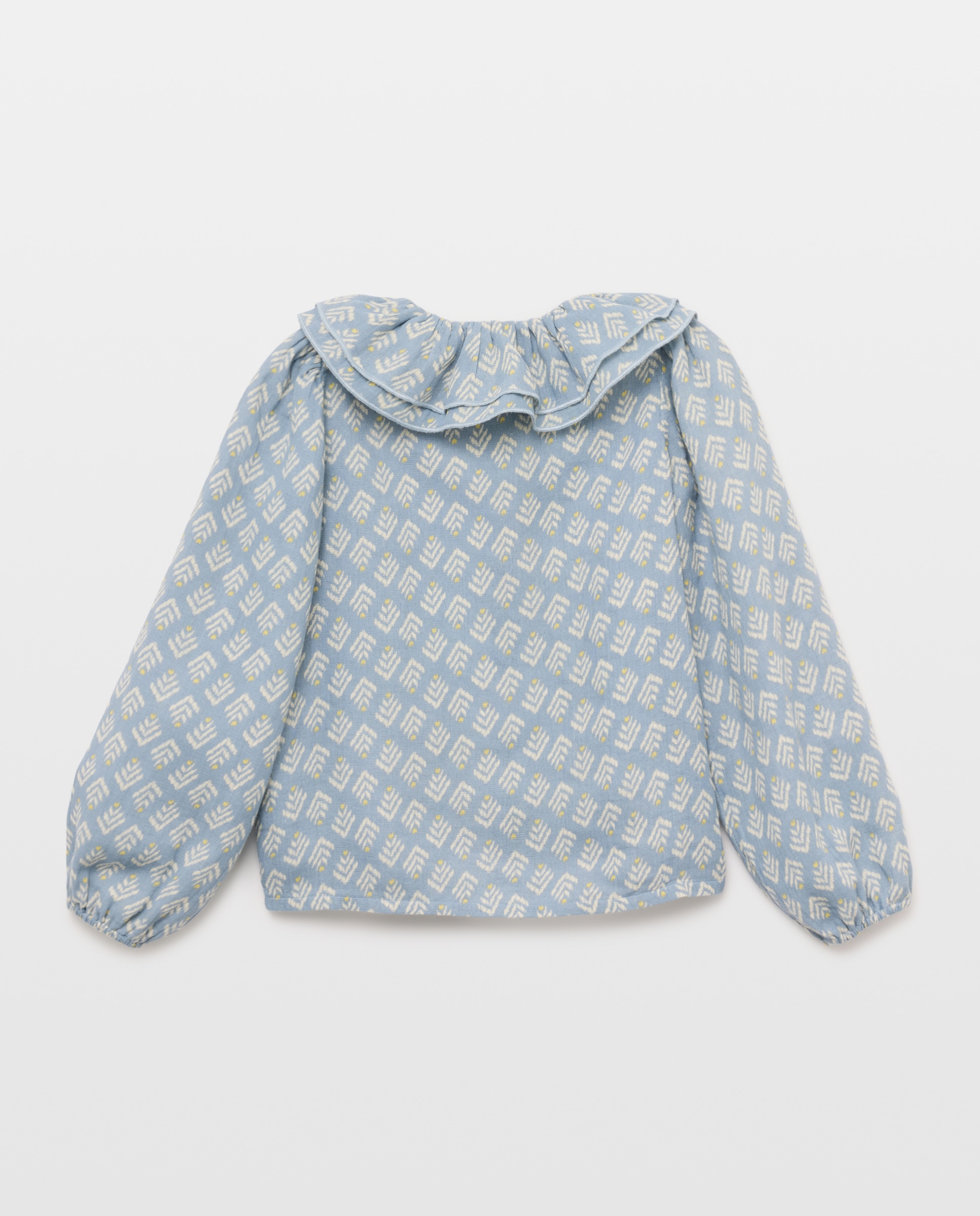 Blusa niña manga larga gasa Azul pálido-2