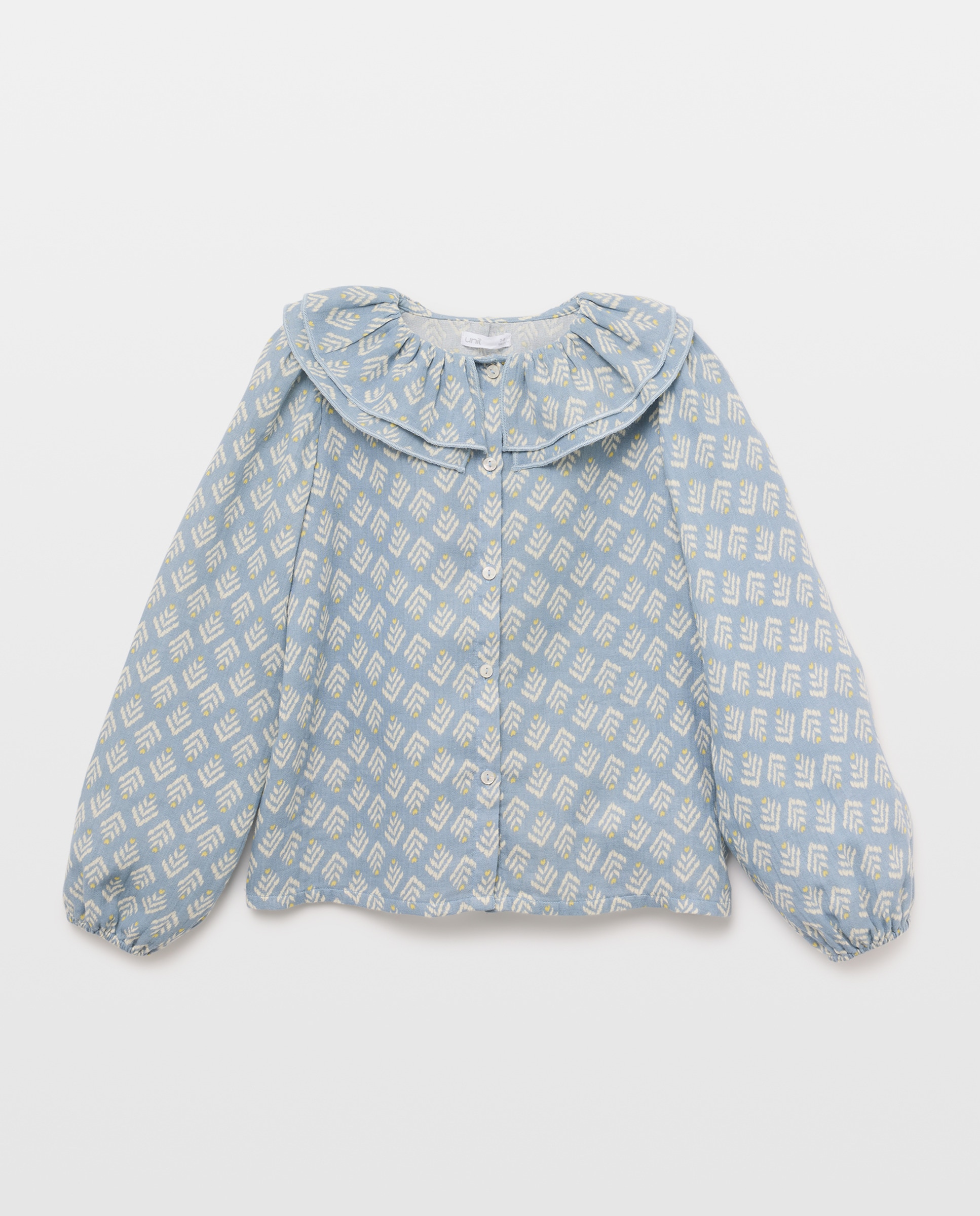 Blusa niña manga larga gasa Azul pálido-1