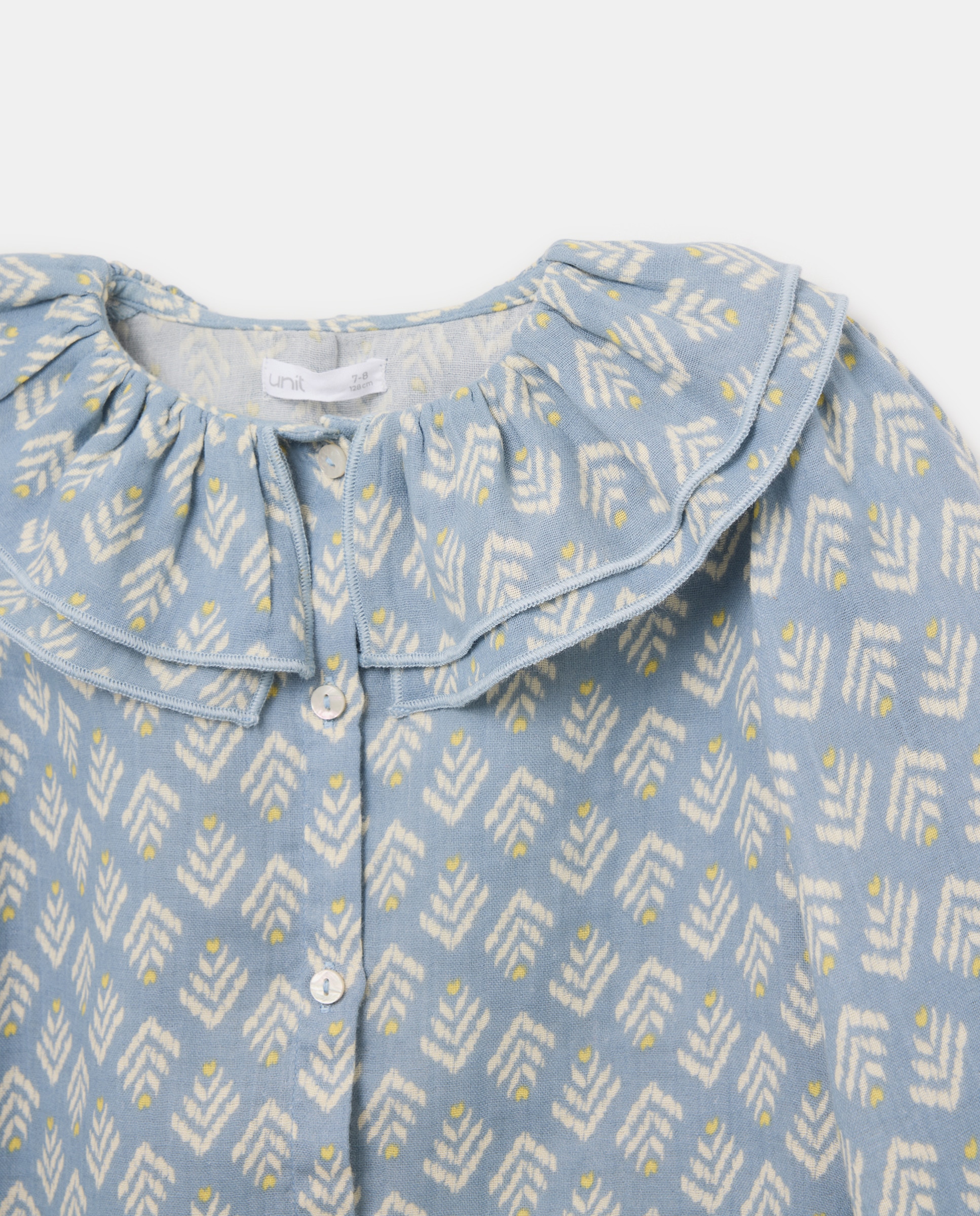 Blusa niña manga larga gasa Azul pálido-3